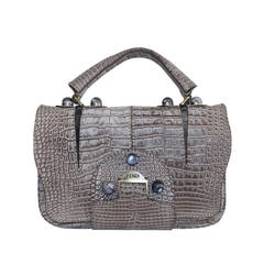 Fendi Rare Secret Code 8BN199 Gray Alligator Satchel Handbag Purse