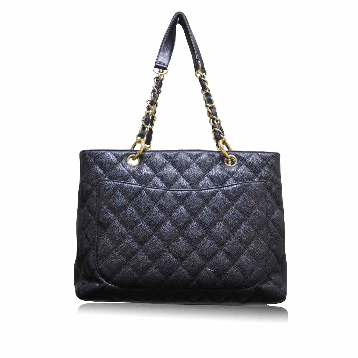 Chanel Grand Shopper Tote GST Black Leather Handbag In Excellent Condition In Boca Raton, FL