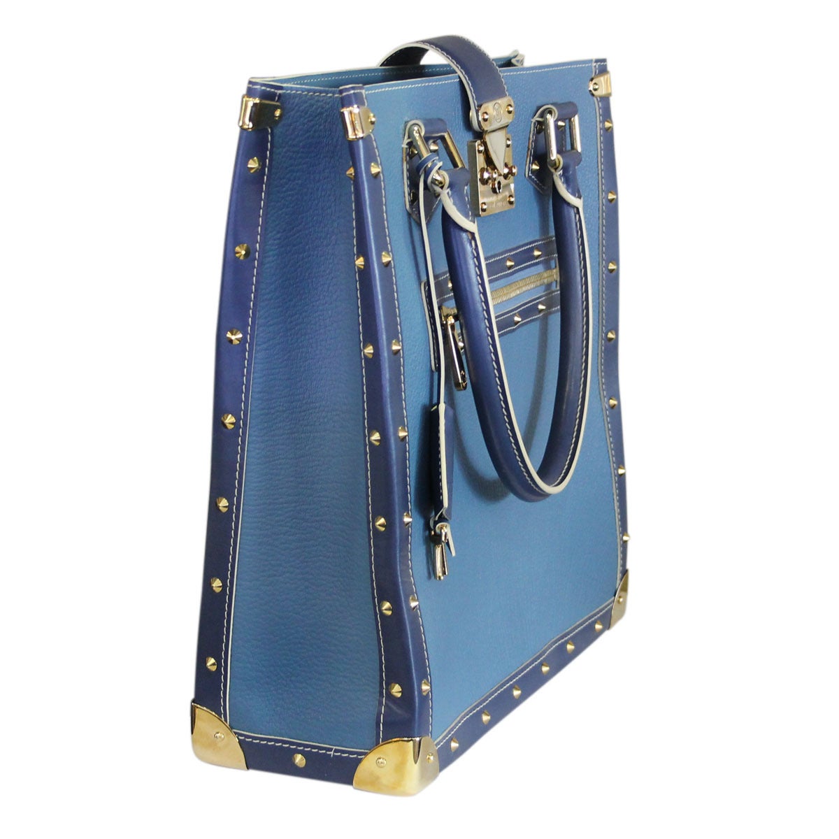 Louis Vuitton Suhali L'Imprevisble Blue Handbag Tote In Excellent Condition In Boca Raton, FL