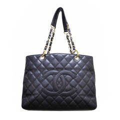 Chanel Grand Shopper Tote GST Black Leather Handbag