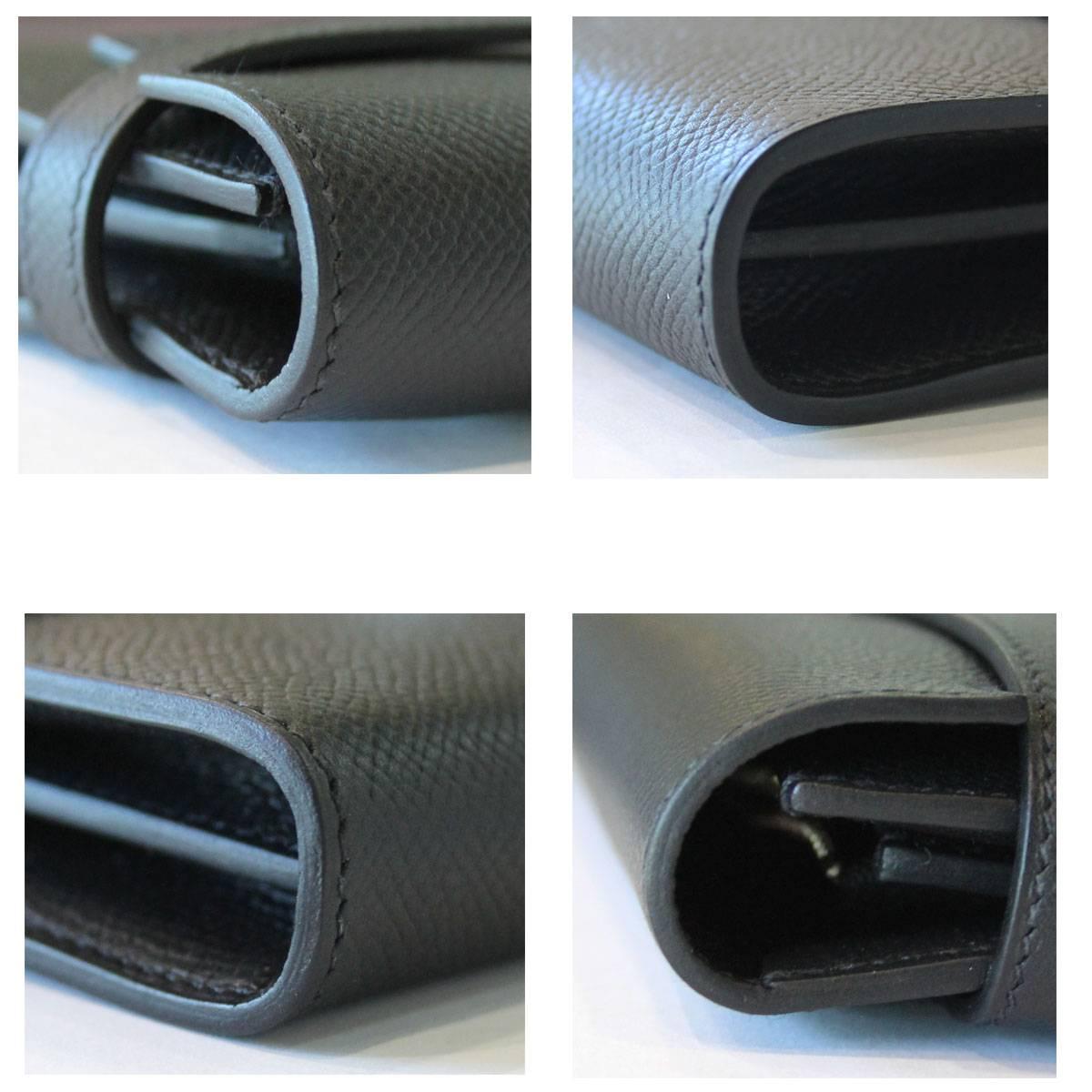 Hermes Black Epsom Kelly Long Wallet SHW 
