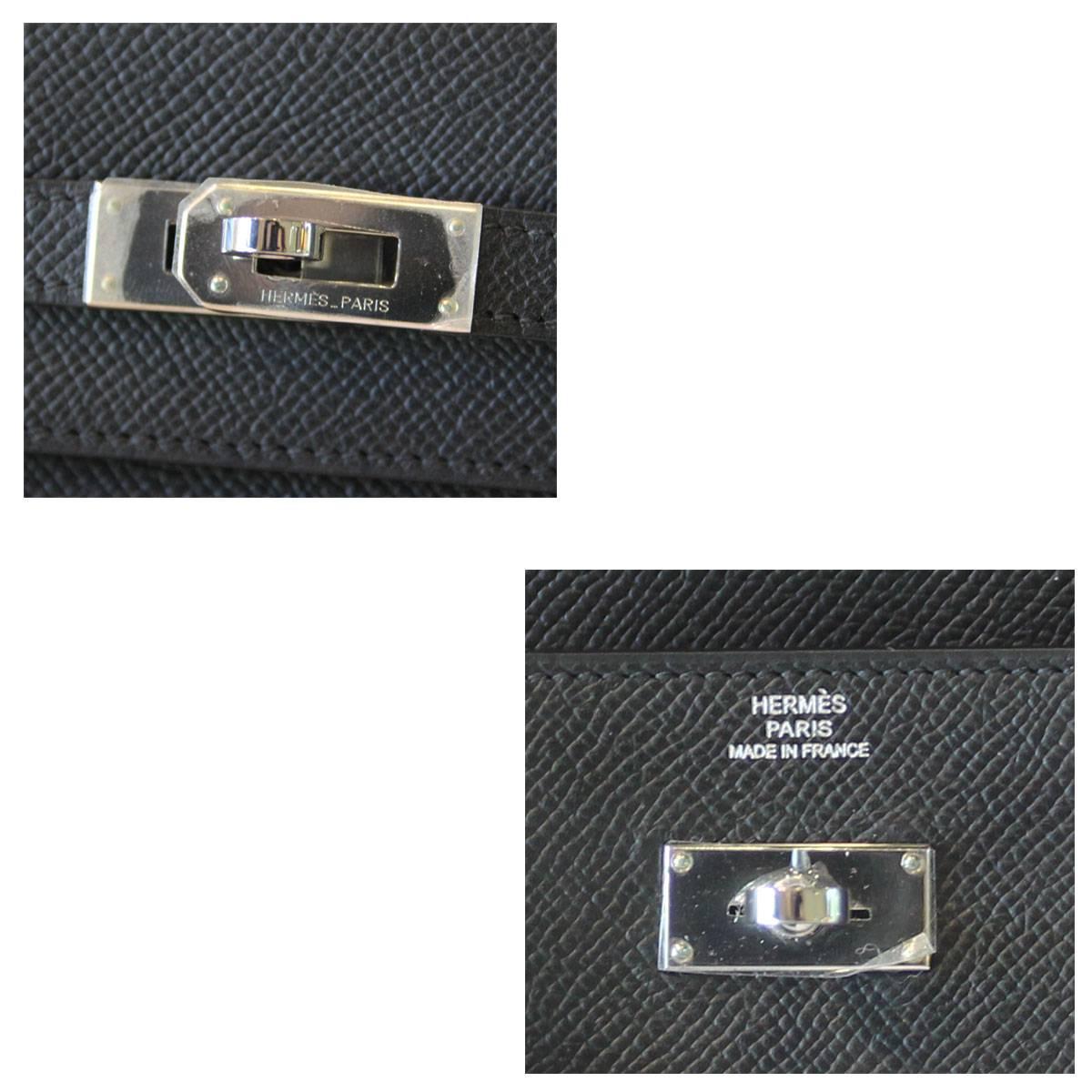 Hermes Black Epsom Kelly Long Wallet SHW \u0026quot;O\u0026quot; Stamp in Box at 1stdibs