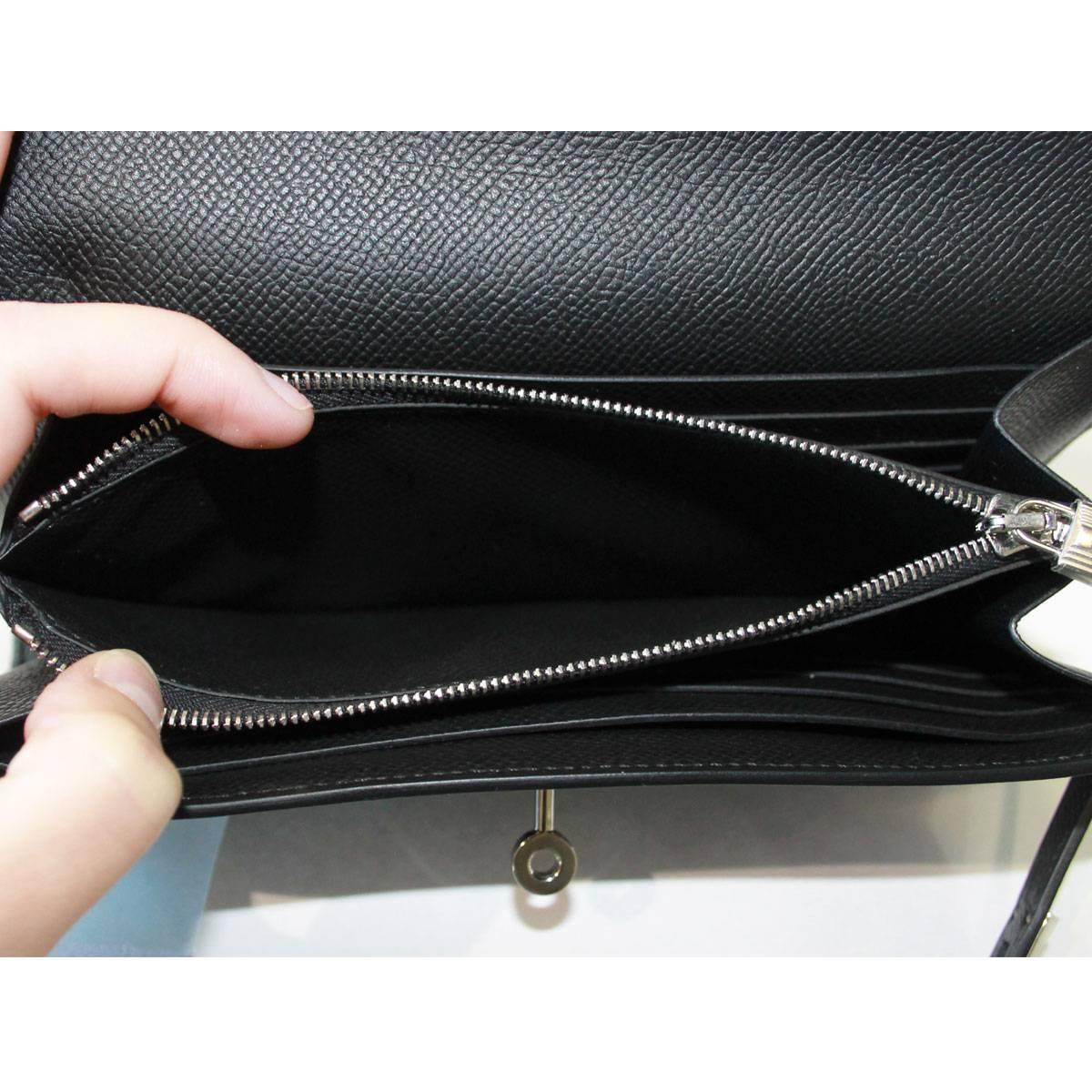Hermes Black Epsom Kelly Long Wallet SHW 