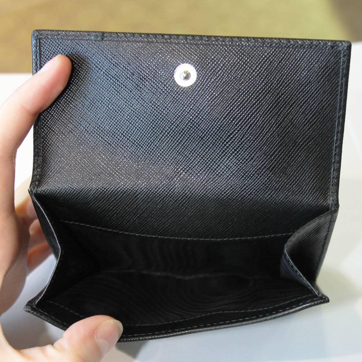 Prada Black Saffiano Leather Bi-Fold Wallet in Box at 1stdibs  