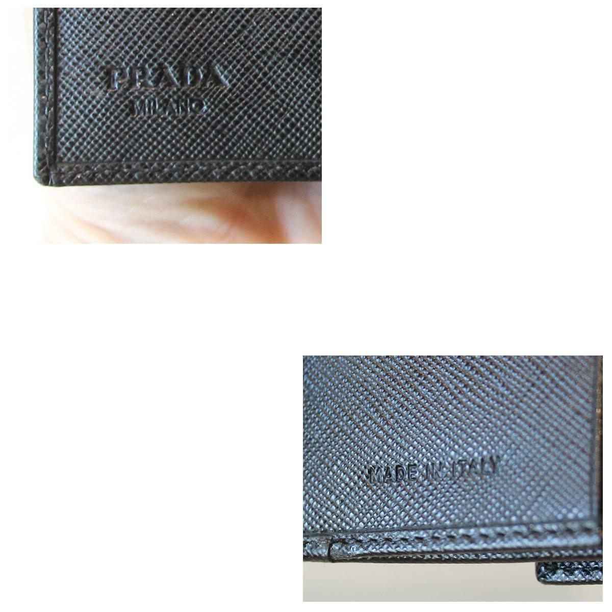 Prada Black Saffiano Leather Bi-Fold Wallet in Box In Excellent Condition In Boca Raton, FL