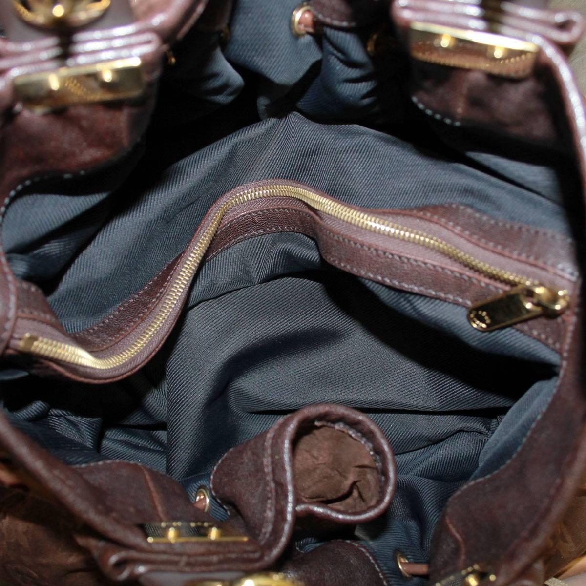 Women's or Men's Louis Vuitton Irene Espresso Suede Patent Leather Limited Edition Large Handbag