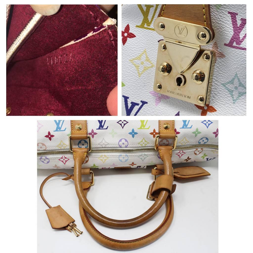 Louis Vuitton Murakami Keepall 45 White Handbag Purse Travel Bag 2
