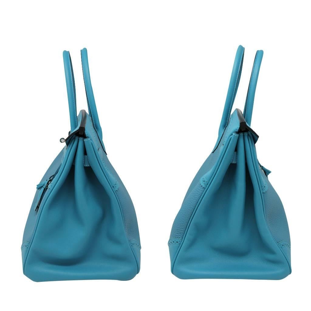 Blue Hermes Birkin Ghillies Turquoise 35cm Togo Swift Leather 2015 Handbag