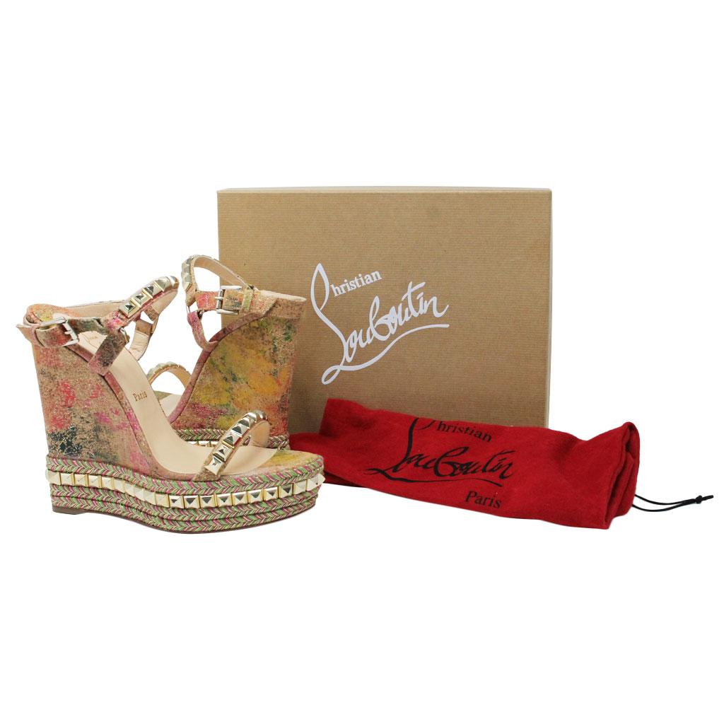 Christian Louboutin Cataclou 140 Cork Blooming Multicolor Studded ...