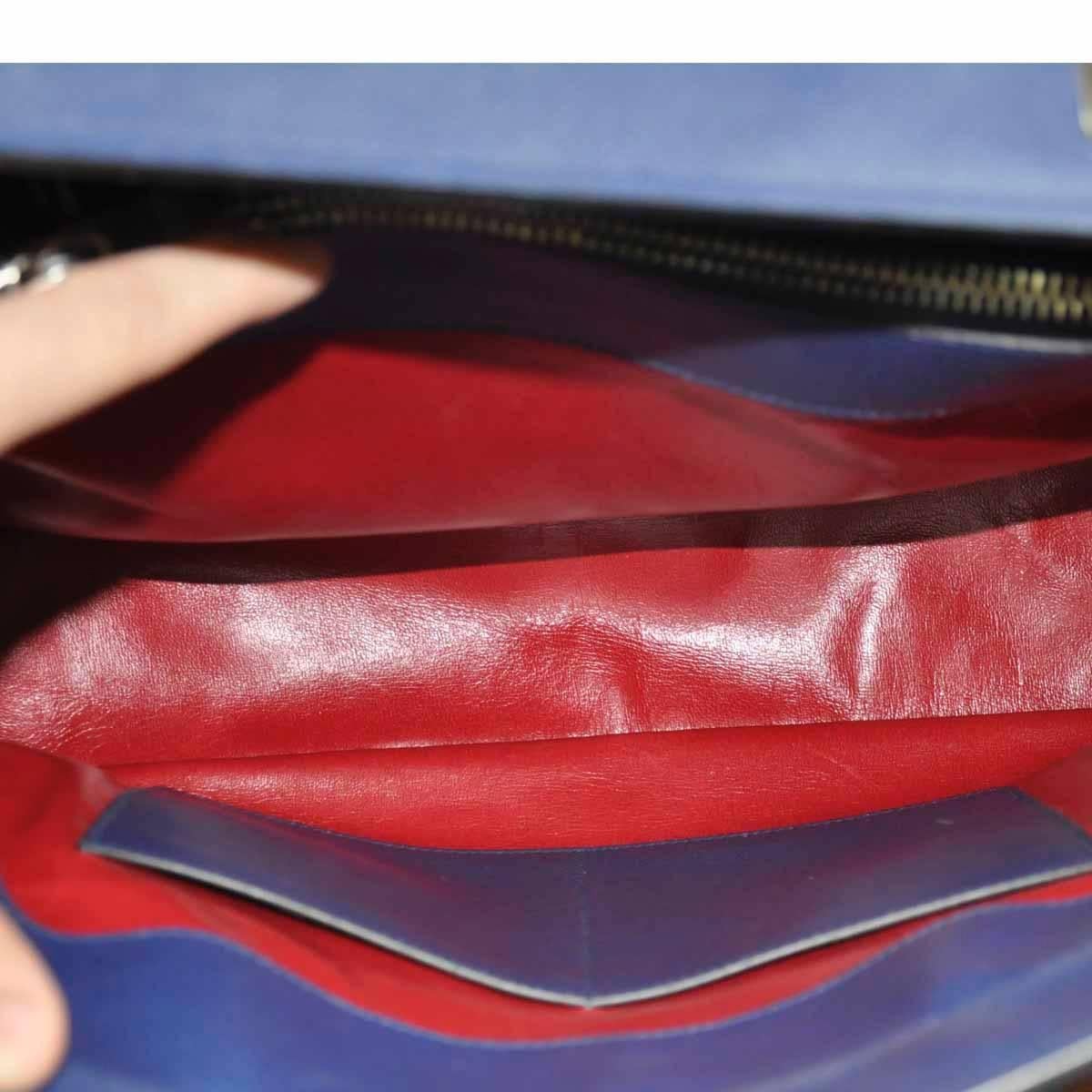 Prada Saffiano Cuir Twin Bag Blue Leather Tote Handbag 2
