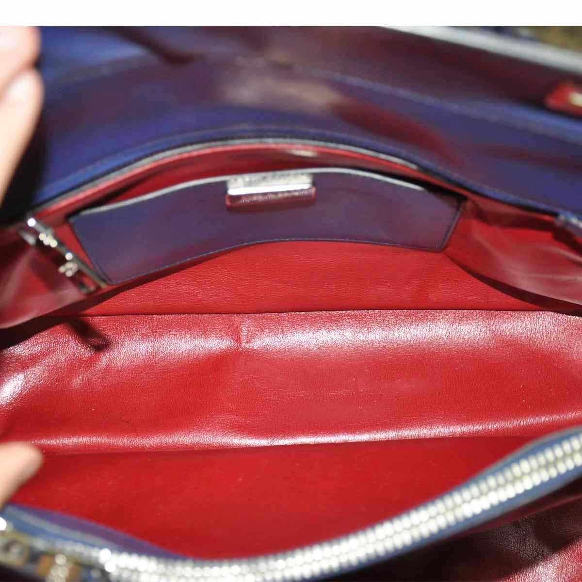 Prada Saffiano Cuir Twin Bag Blue Leather Tote Handbag 4