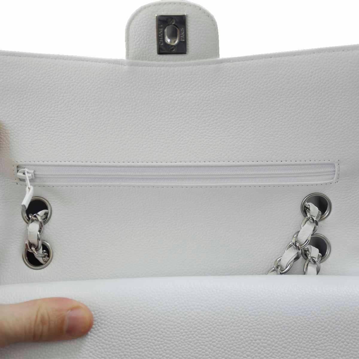 Chanel Medium Flap Bag White Caviar Leather Handbag 2