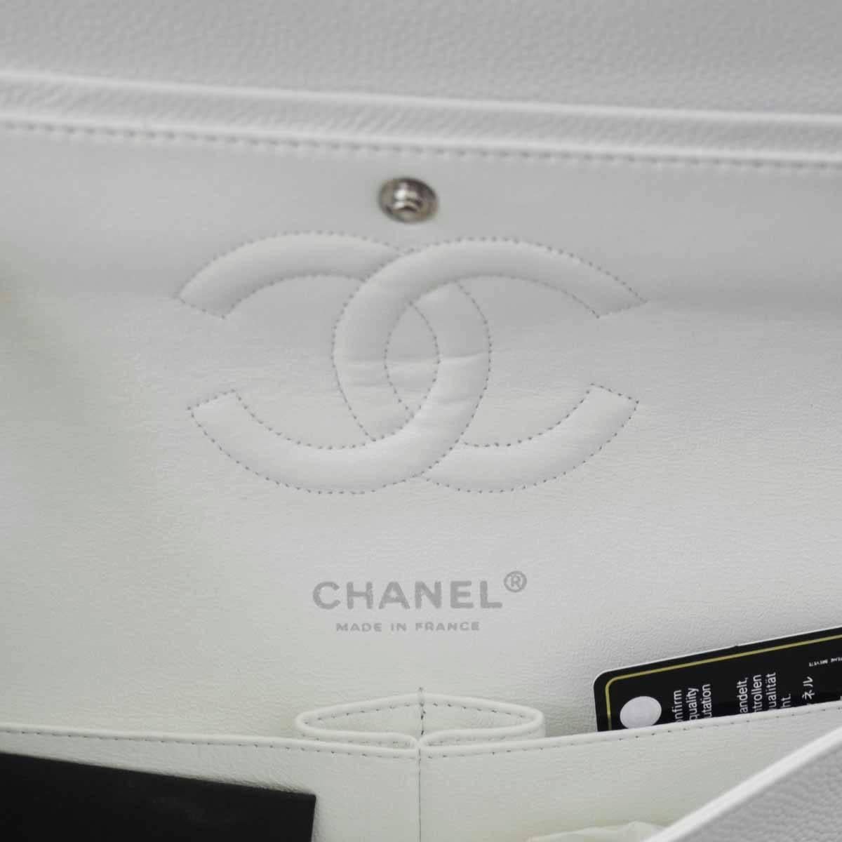 Chanel Medium Flap Bag White Caviar Leather Handbag 3