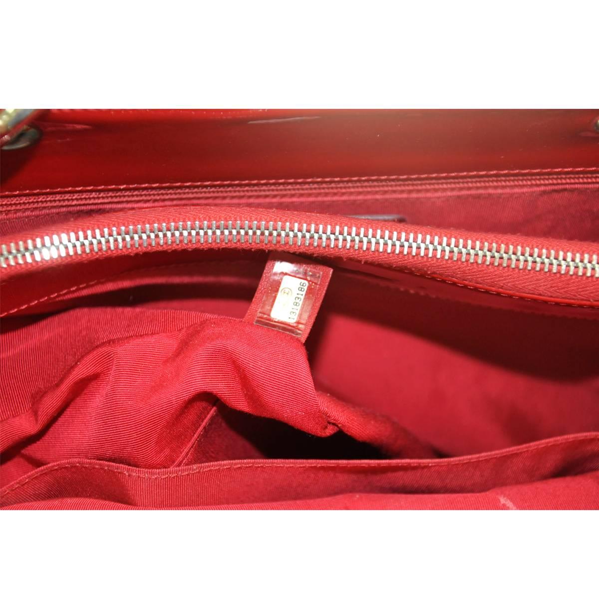 Chanel Red Patent Leather Grand Shopper Tote GST Handbag 6