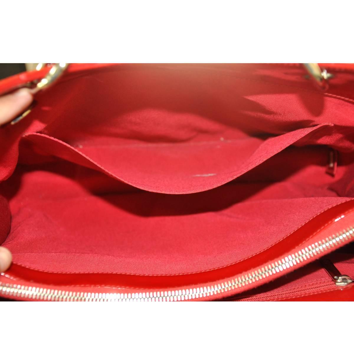 Chanel Red Patent Leather Grand Shopper Tote GST Handbag 4
