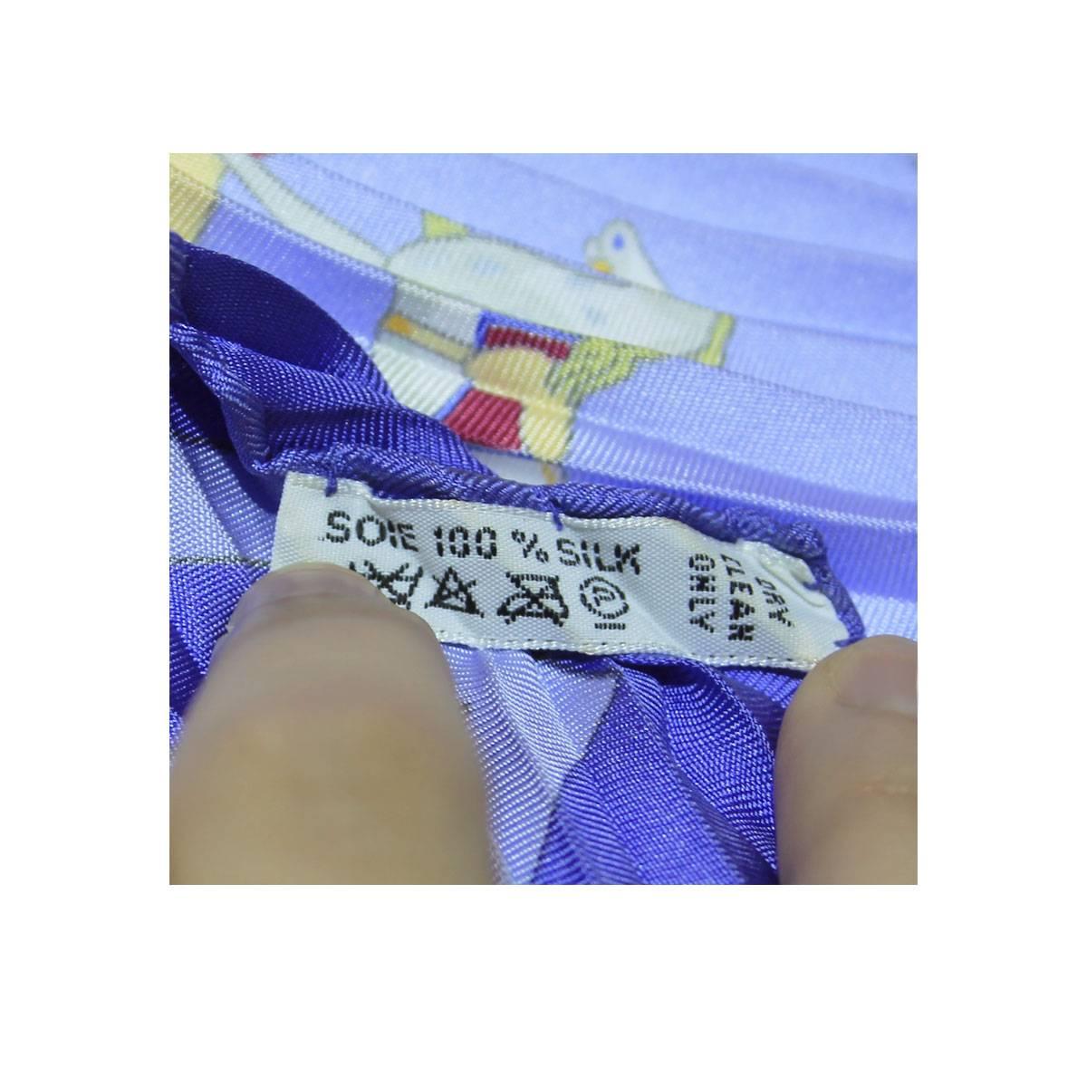 Hermes 100% Silk Pleated Raconte Moi Le Cheval Rocking Horse Scarf In Excellent Condition In Boca Raton, FL