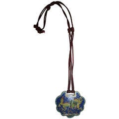 Vintage Chinese Cloisonne Lock on Knotted Cord