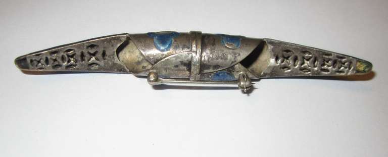 Chinese Enameled Finger Guard Brooch