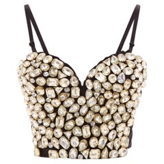 Dolce & Gabbana F/W 1991 Black Crop Bustier with Crystals