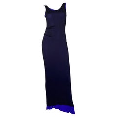 Calvin Klein S/S 1997 double-layered black mesh / blue wiggle dress