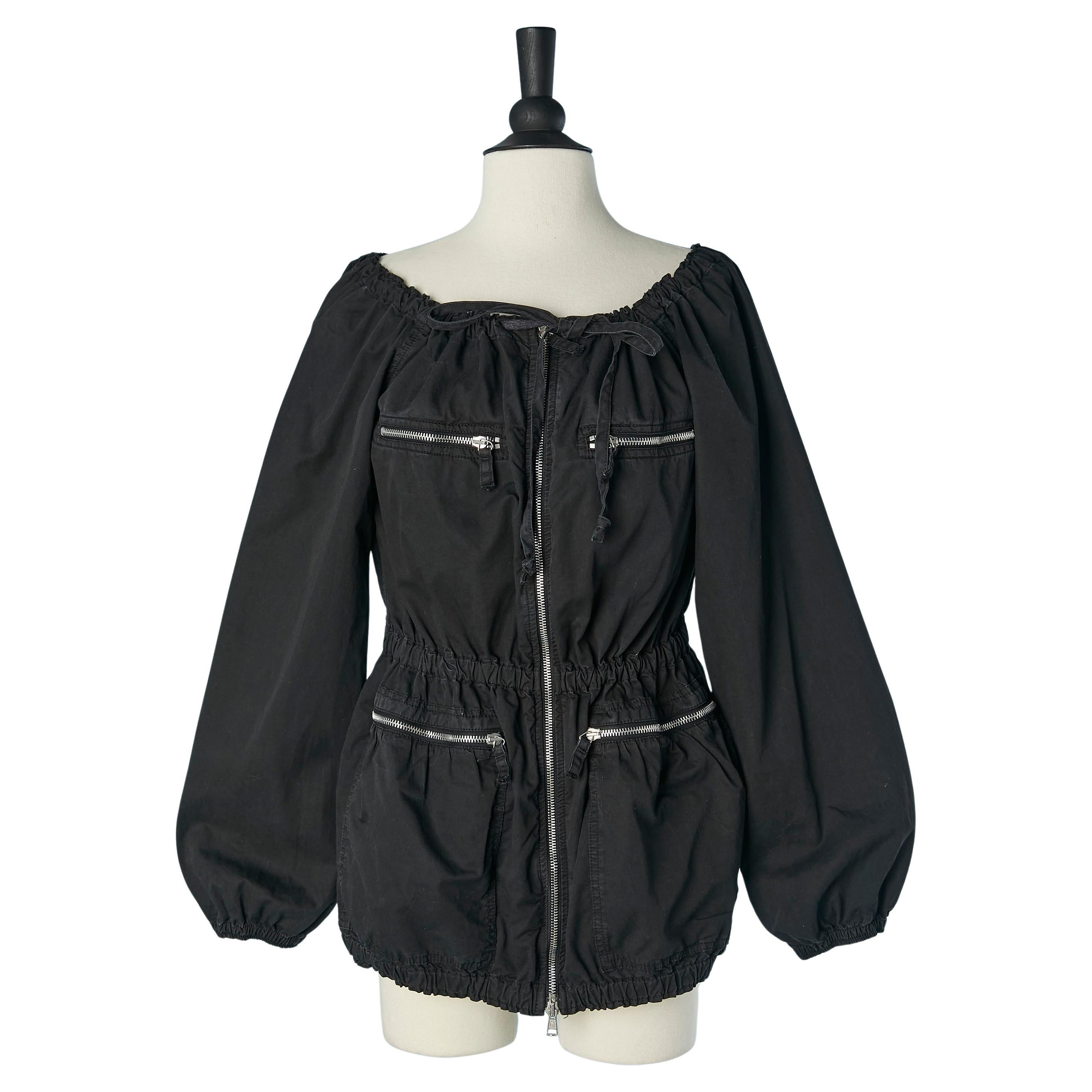 Giacca in cotone nero con chiusura a zip JEAN-PAUL GAULTIER Jeans in vendita