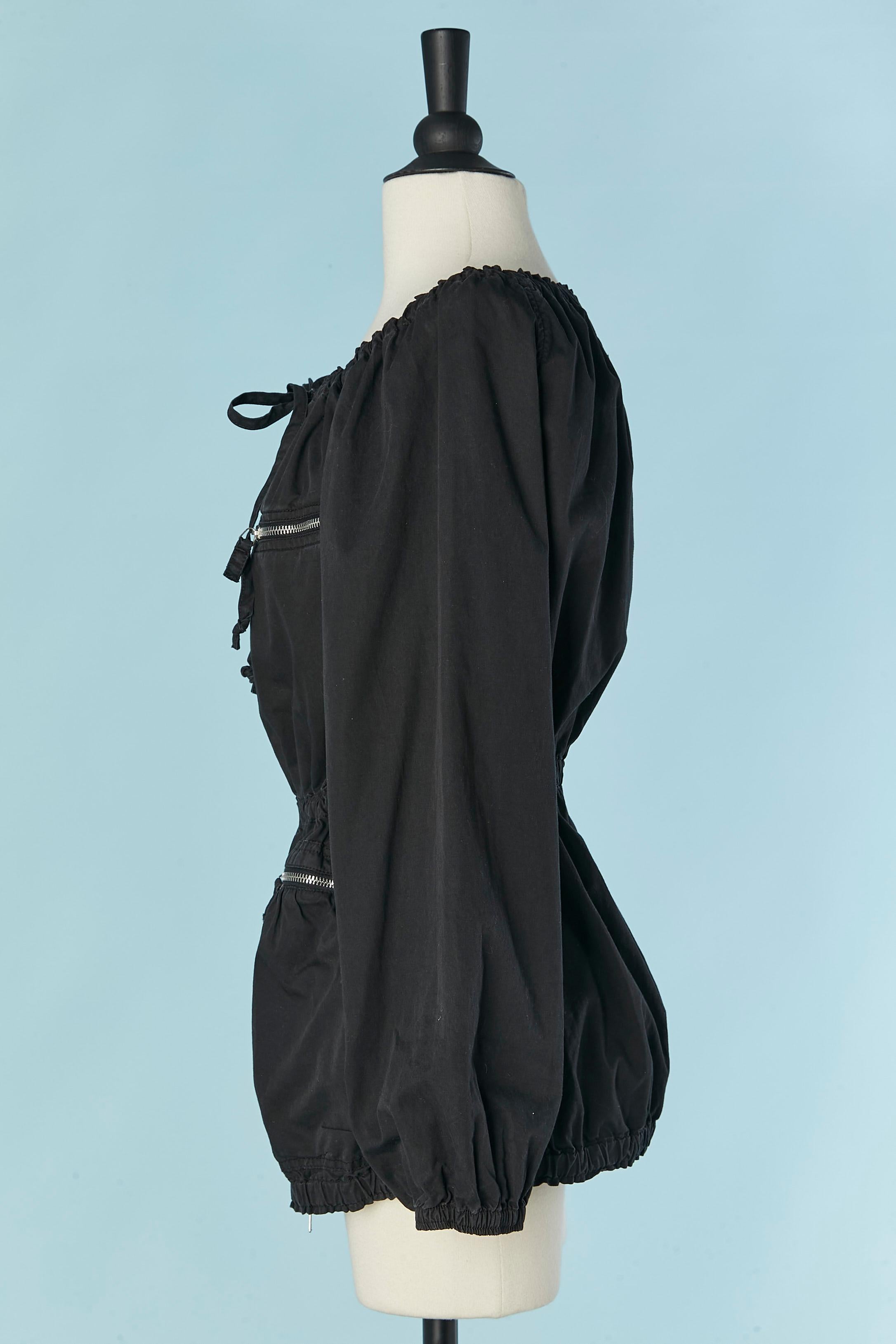 Donna Giacca in cotone nero con chiusura a zip JEAN-PAUL GAULTIER Jeans in vendita