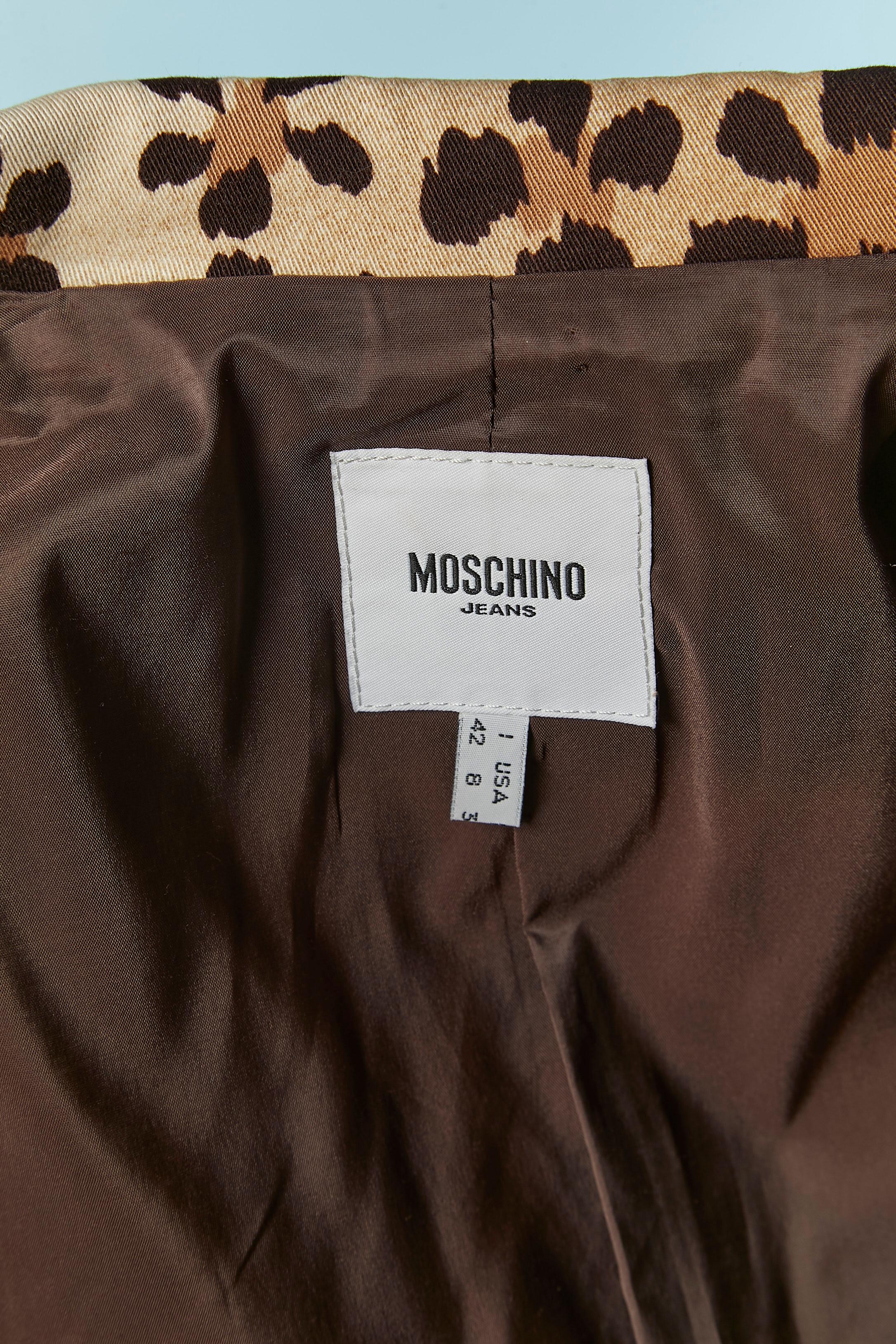 Veste en coton à imprimé léopard sur MOSCHINO JEANS en vente 3