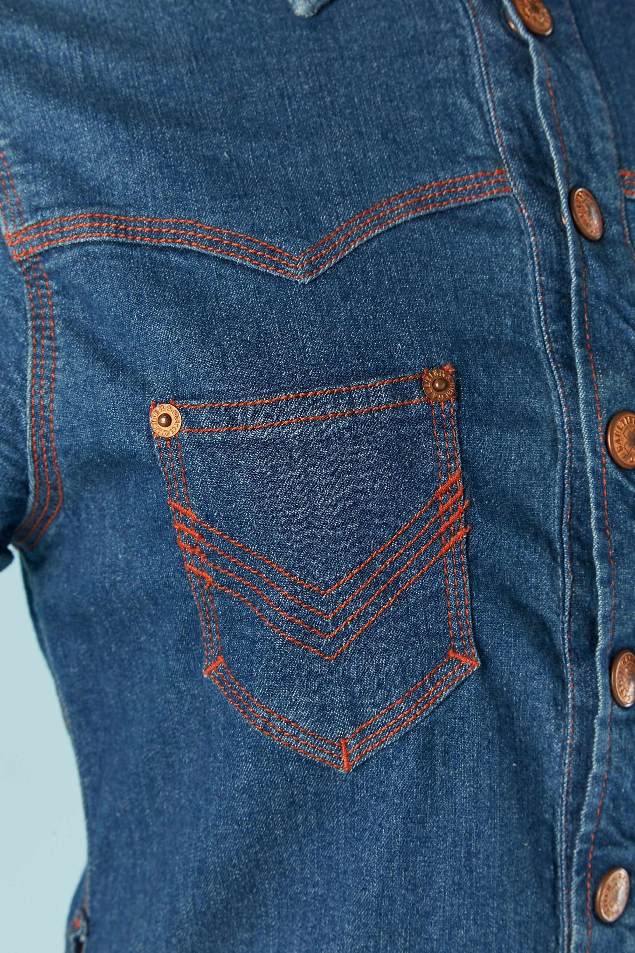 Robe en jean à manches courtes GAULTIER JEANS Excellent état - En vente à Saint-Ouen-Sur-Seine, FR