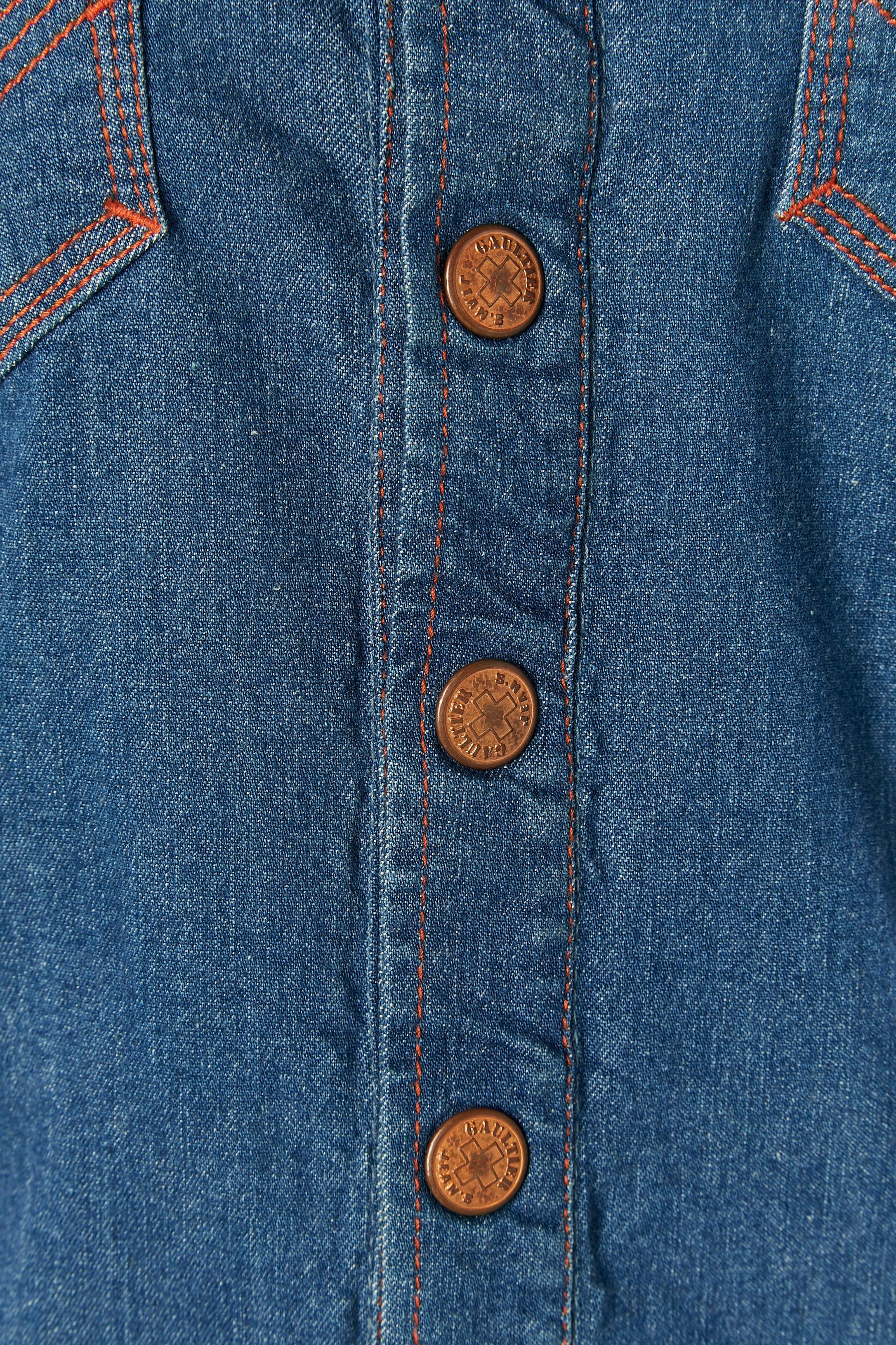 Bleu Robe en jean à manches courtes GAULTIER JEANS en vente