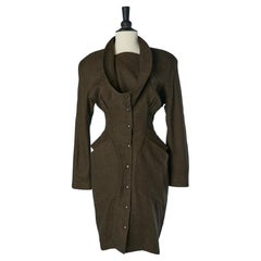 Robe en laine vert kaki THIERRY MUGLER