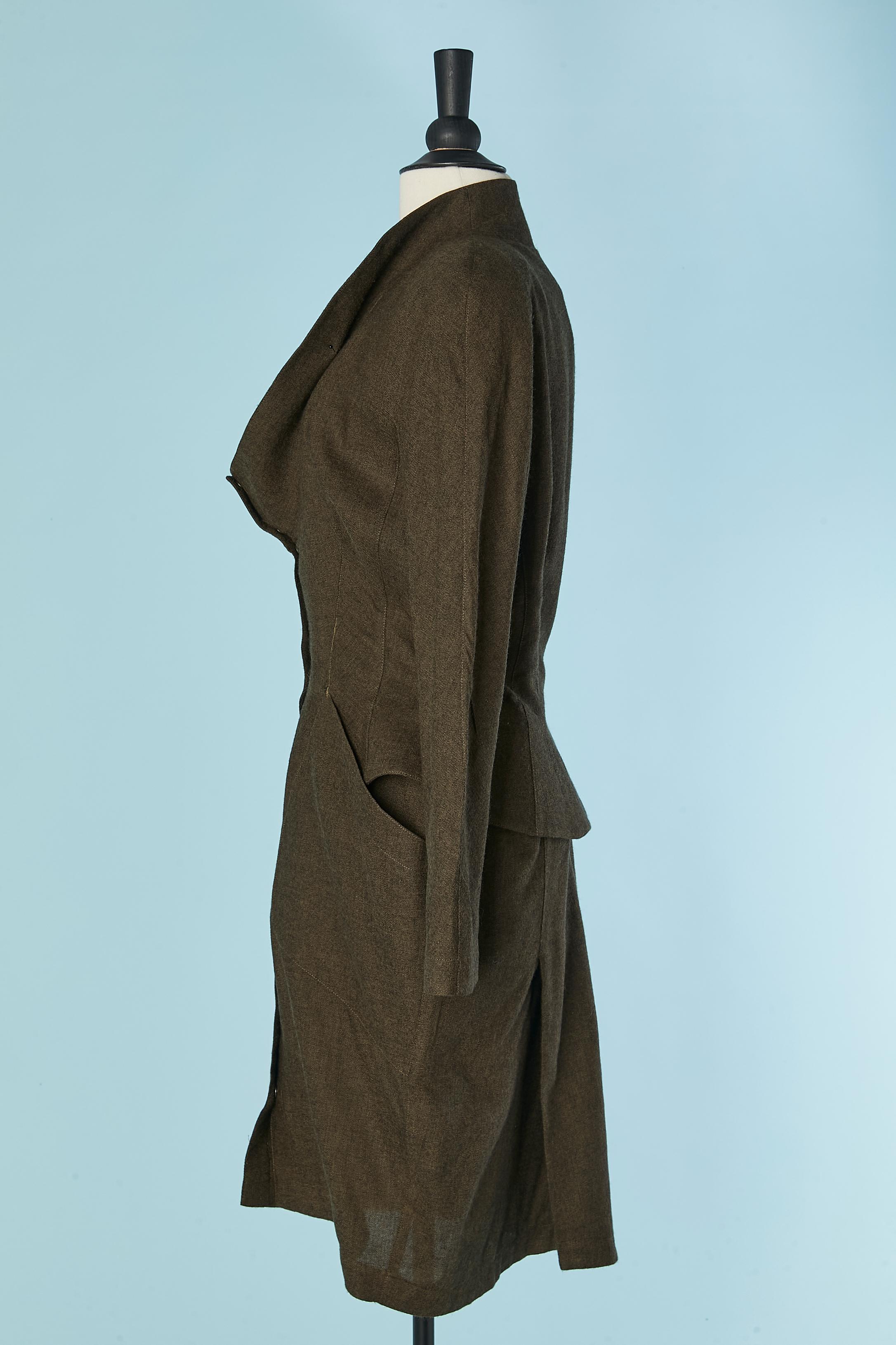 Robe en laine vert kaki THIERRY MUGLER Pour femmes en vente