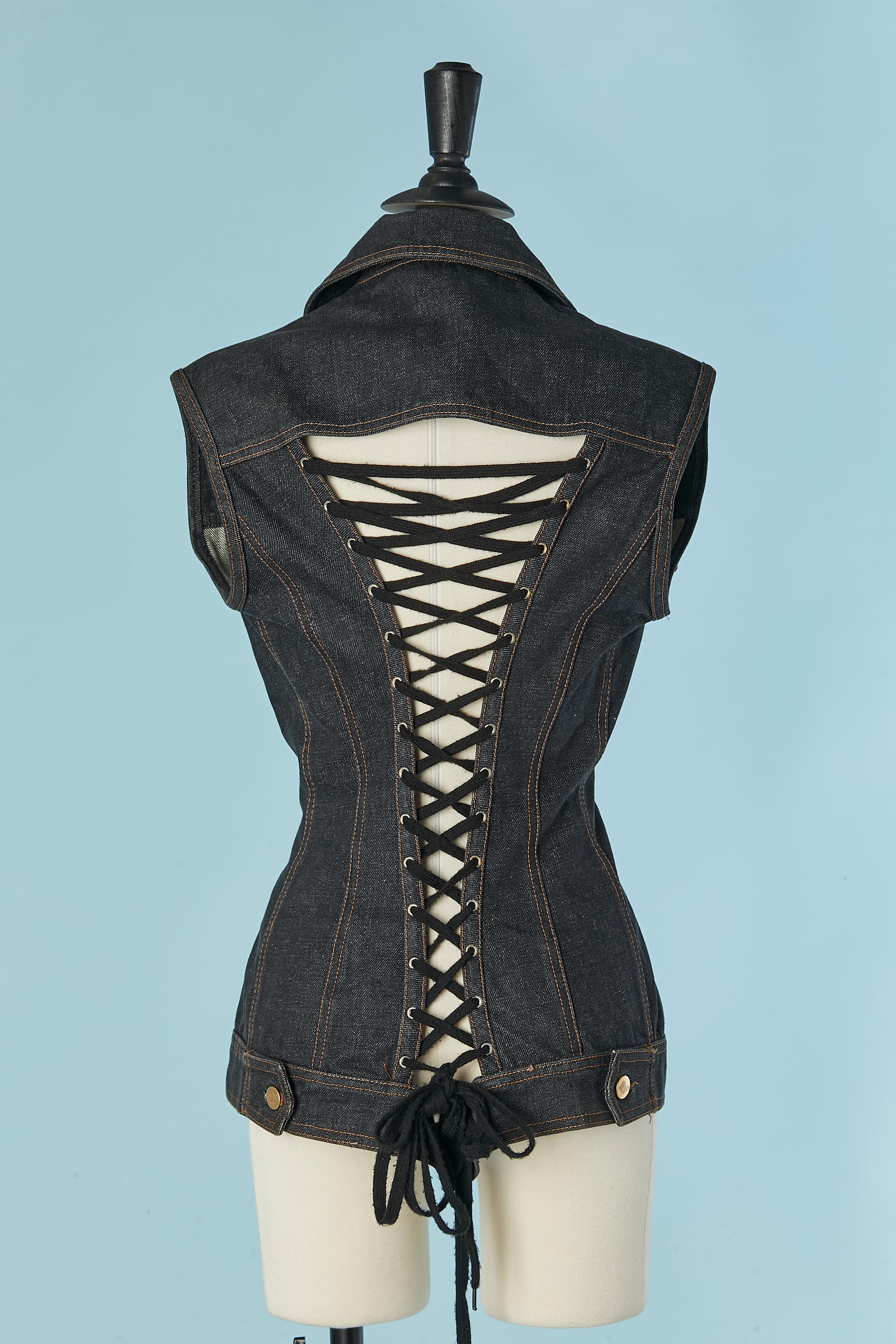 Chaqueta vaquera sin mangas con cordones en la espalda  GAULTIER JUNIOR en venta 2