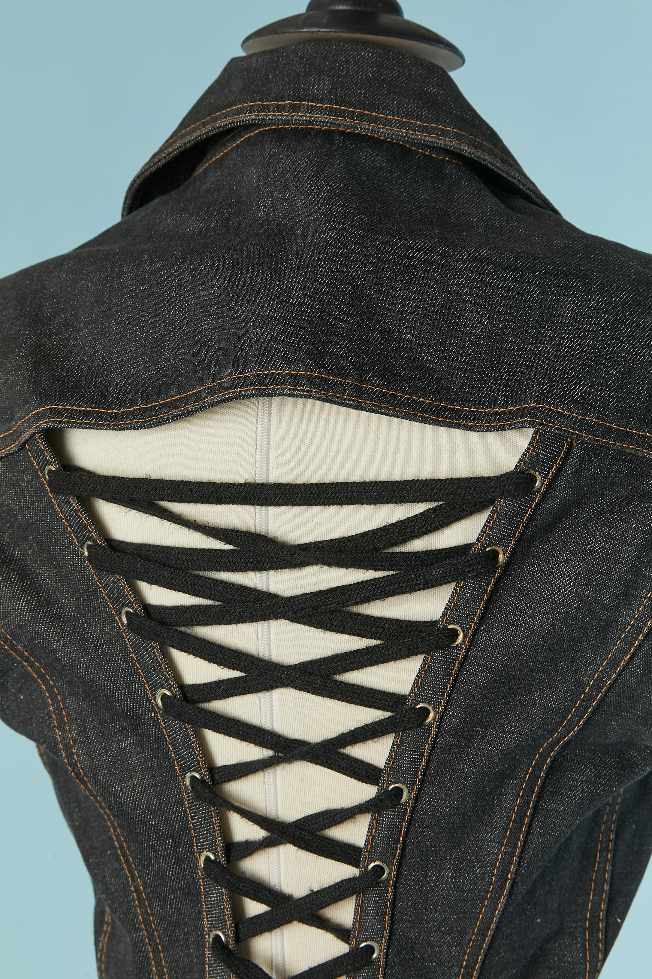 Chaqueta vaquera sin mangas con cordones en la espalda  GAULTIER JUNIOR en venta 3