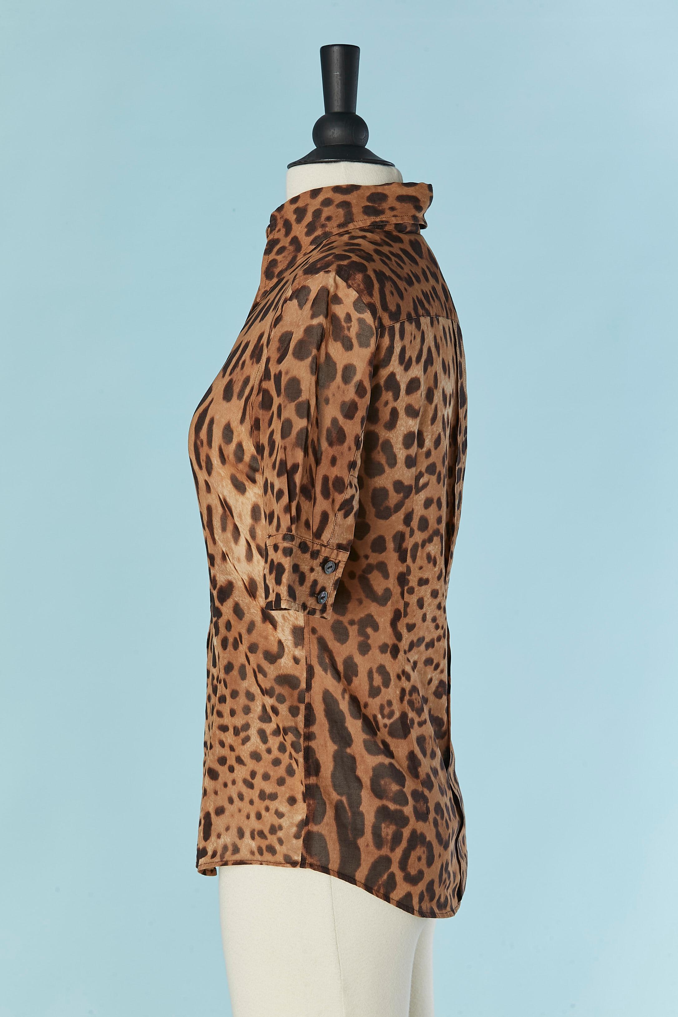Camicia a manica corta in cotone con stampa leopardata DOLCE & GABBANA In condizioni ottime in vendita a Saint-Ouen-Sur-Seine, FR