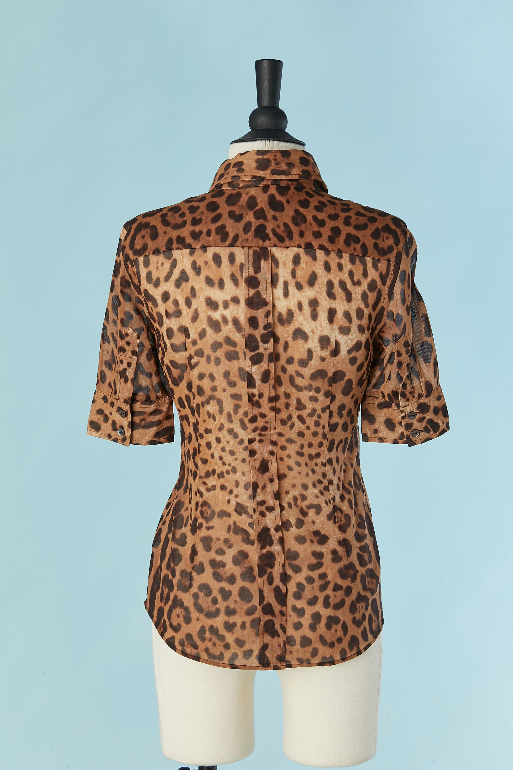 Donna Camicia a manica corta in cotone con stampa leopardata DOLCE & GABBANA in vendita