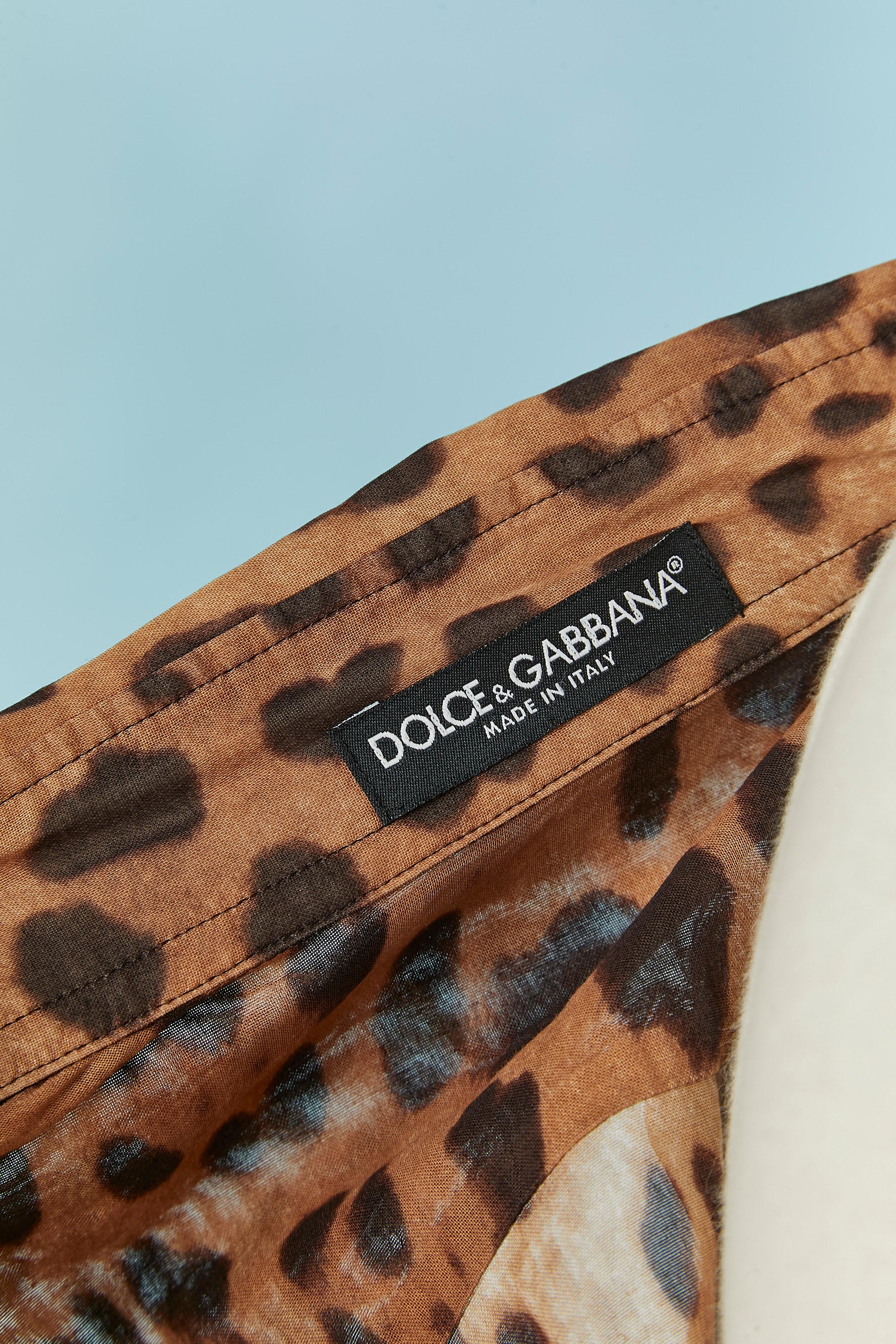 Camicia a manica corta in cotone con stampa leopardata DOLCE & GABBANA in vendita 1