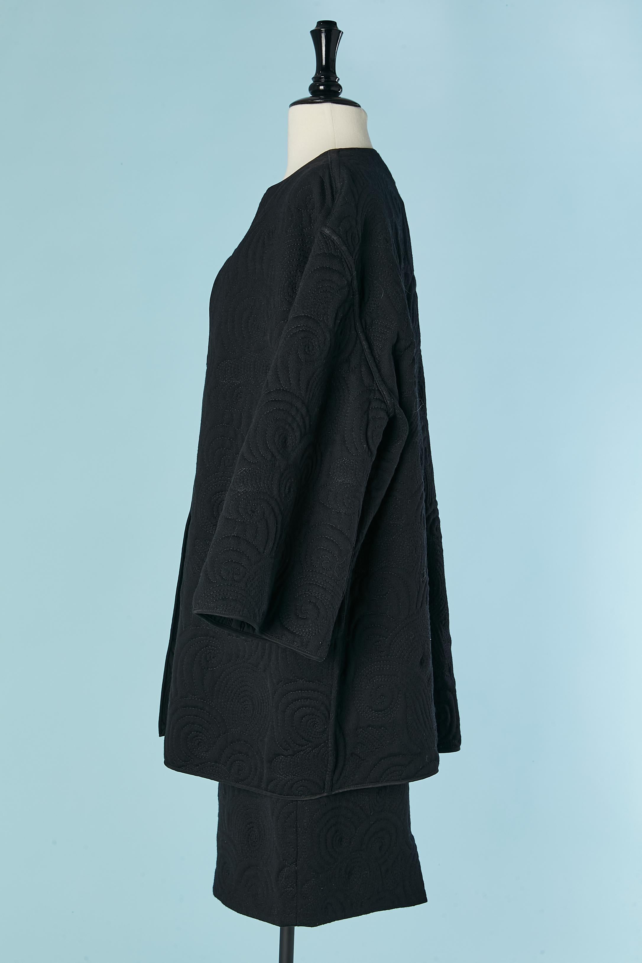 Conjunto de abrigo y falda de lana negra pespunteada GIANFRANCO FERRE en venta 2