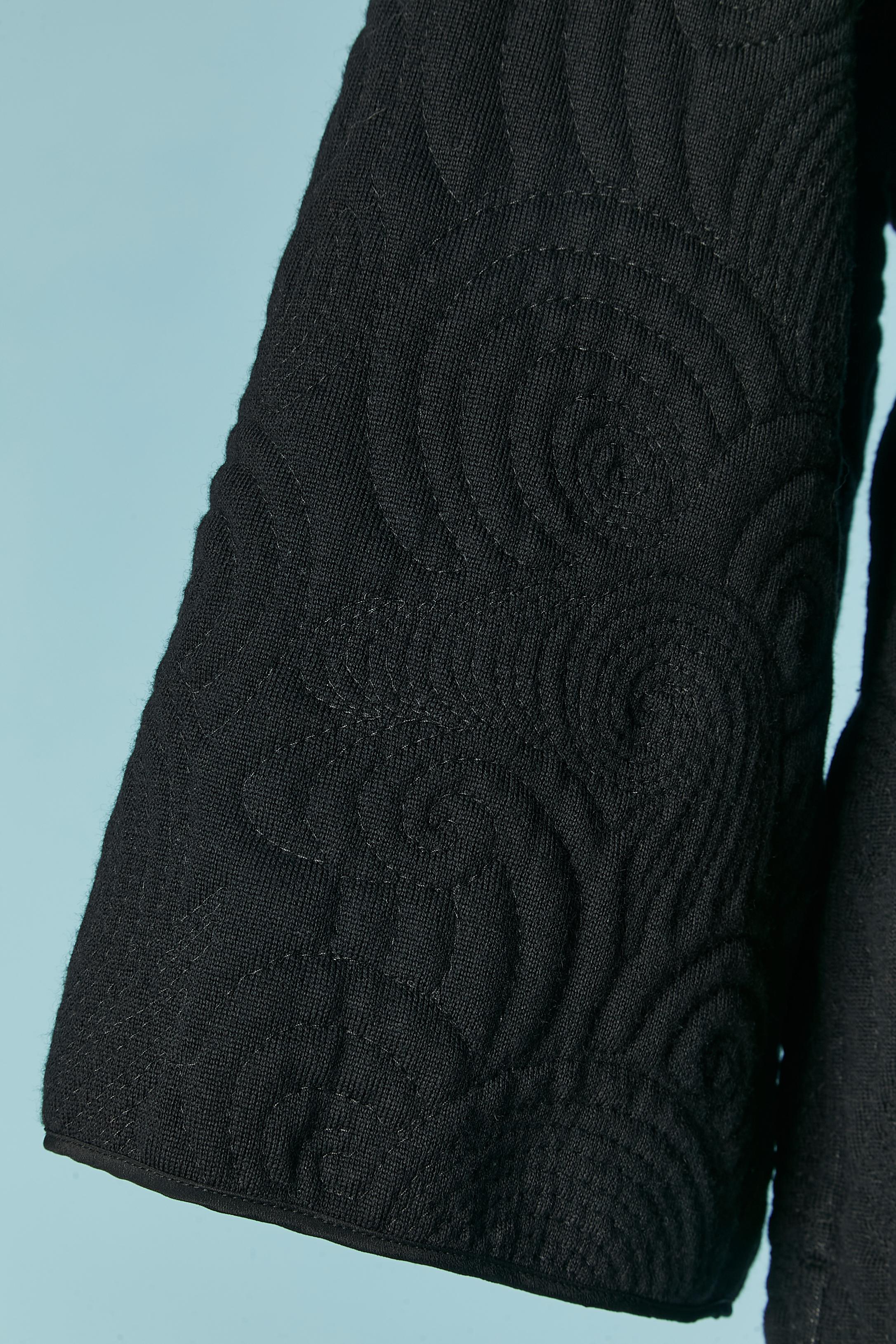 Conjunto de abrigo y falda de lana negra pespunteada GIANFRANCO FERRE en venta 1
