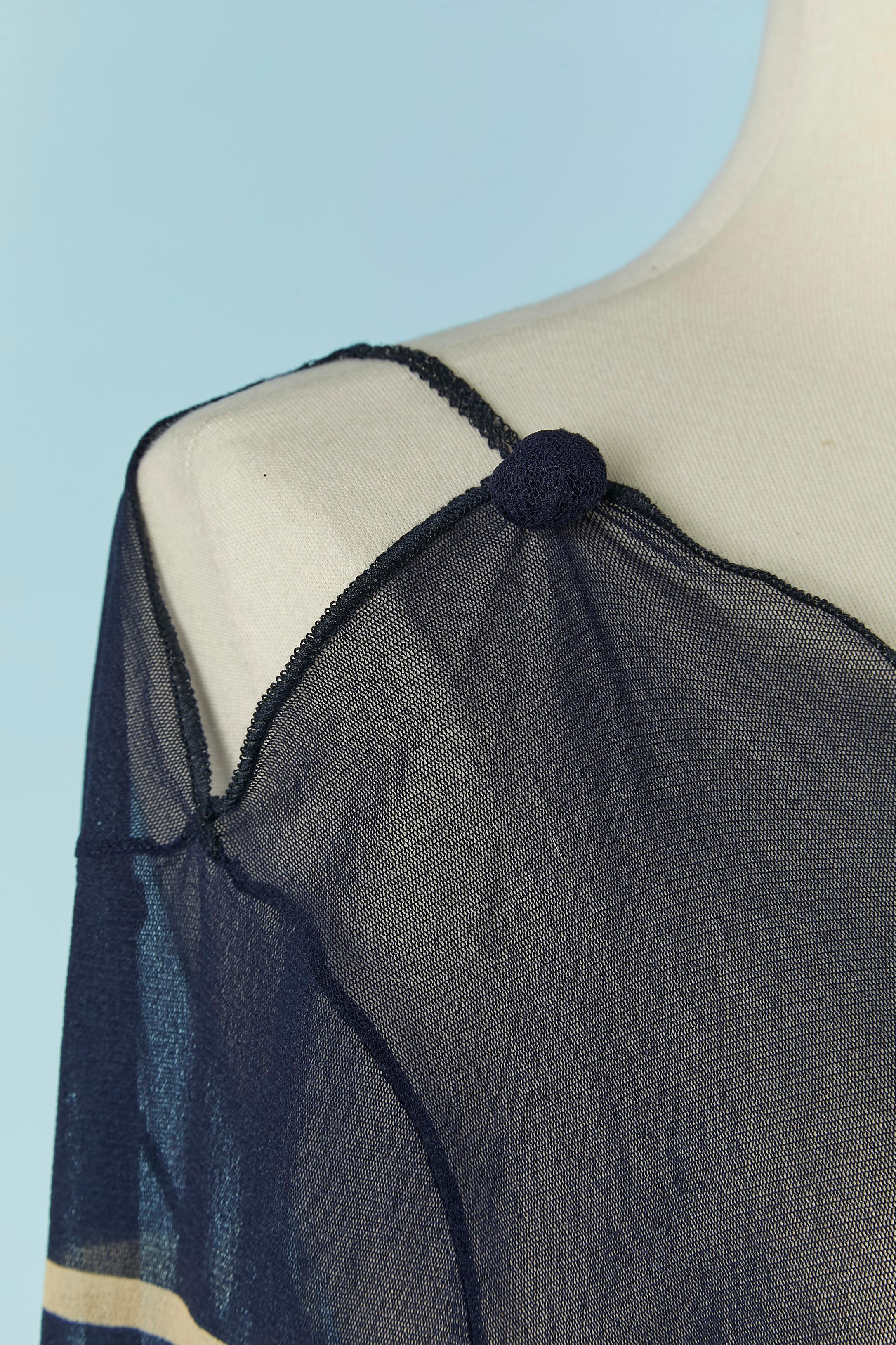 Tul elástico transparente con estampado de rayas y peces JEAN-PAUL GAULTIER Maille Negro en venta