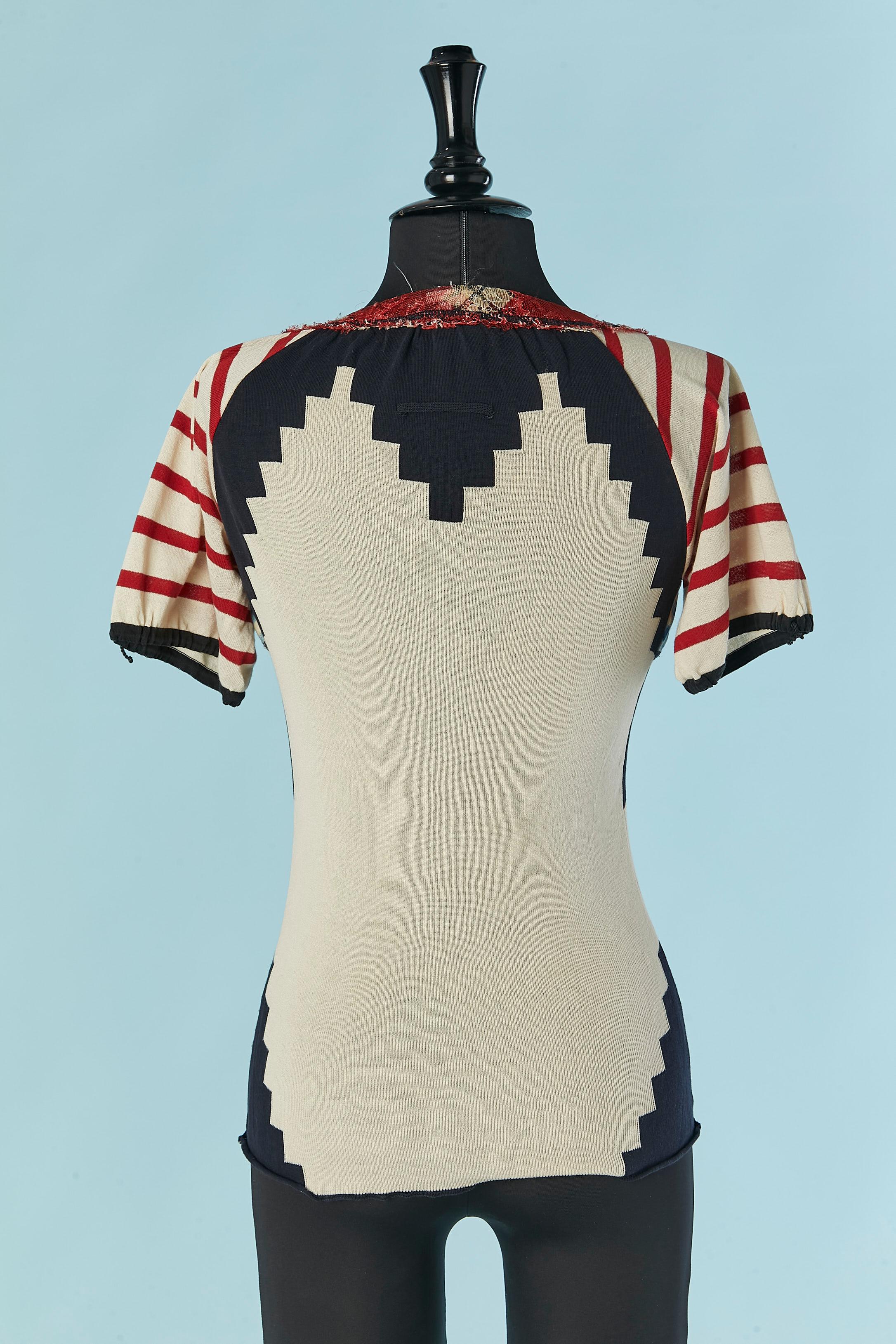 De las mujeres Top de punto de algodón jacquard y encaje JEAN-PAUL GAULTIER Maille en venta
