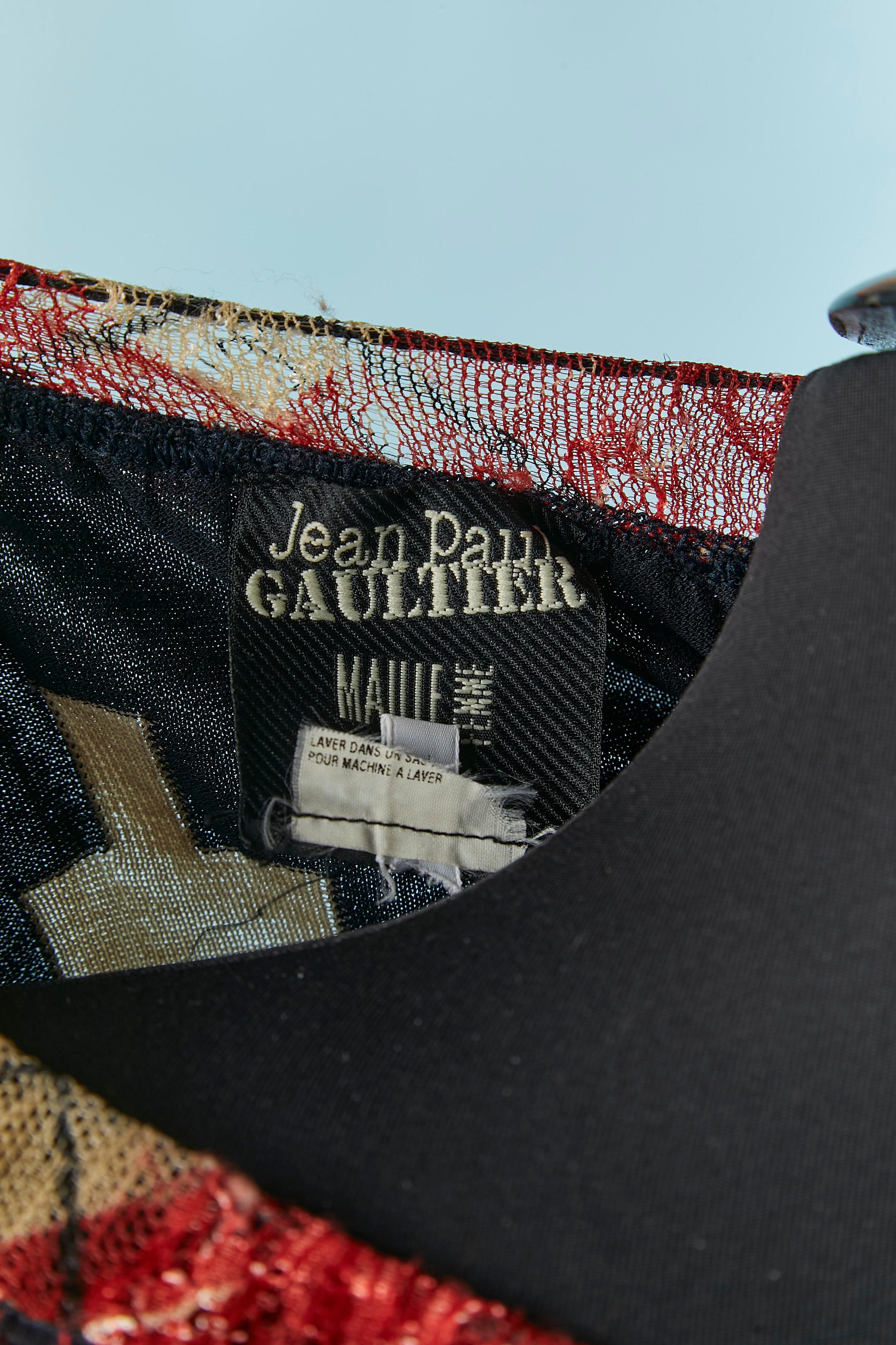 Top de punto de algodón jacquard y encaje JEAN-PAUL GAULTIER Maille en venta 2