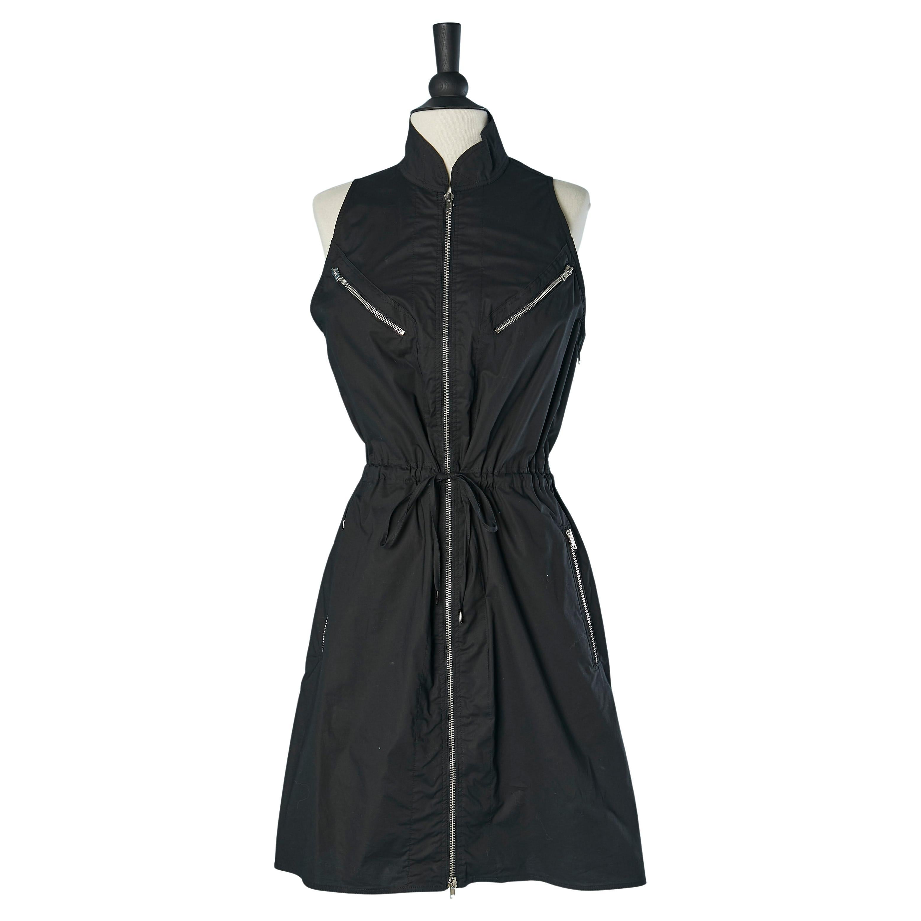 Schwarzes ärmelloses Baumwollkleid mit Reißverschluss JEAN-PAUL GAULTIER