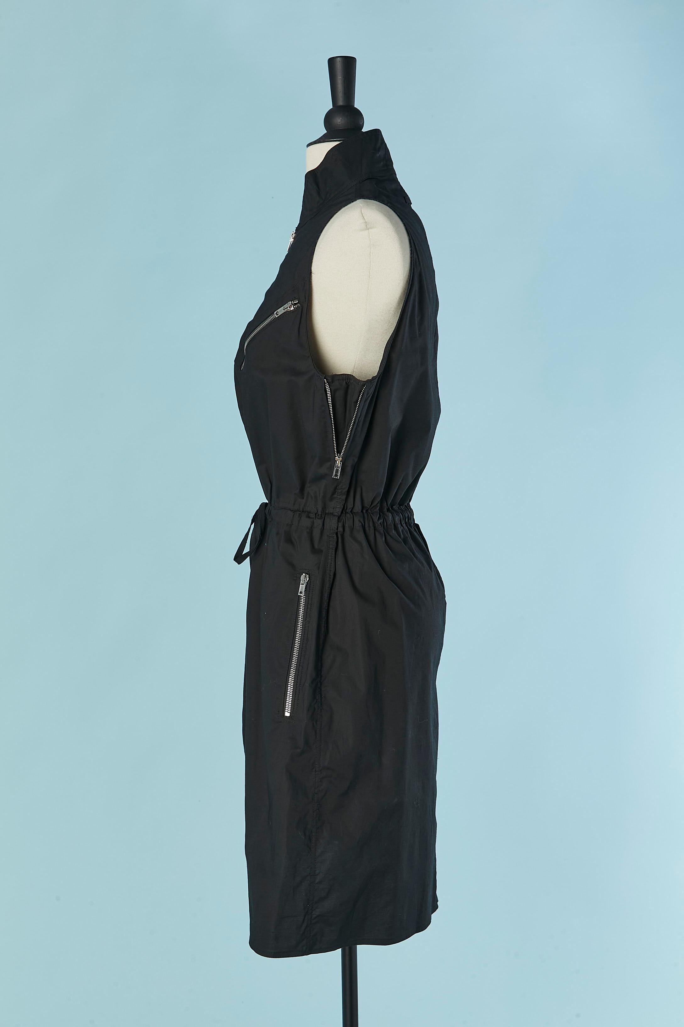 Robe noire en coton sans manches avec fermeture à glissière JEAN-PAUL GAULTIER Excellent état - En vente à Saint-Ouen-Sur-Seine, FR