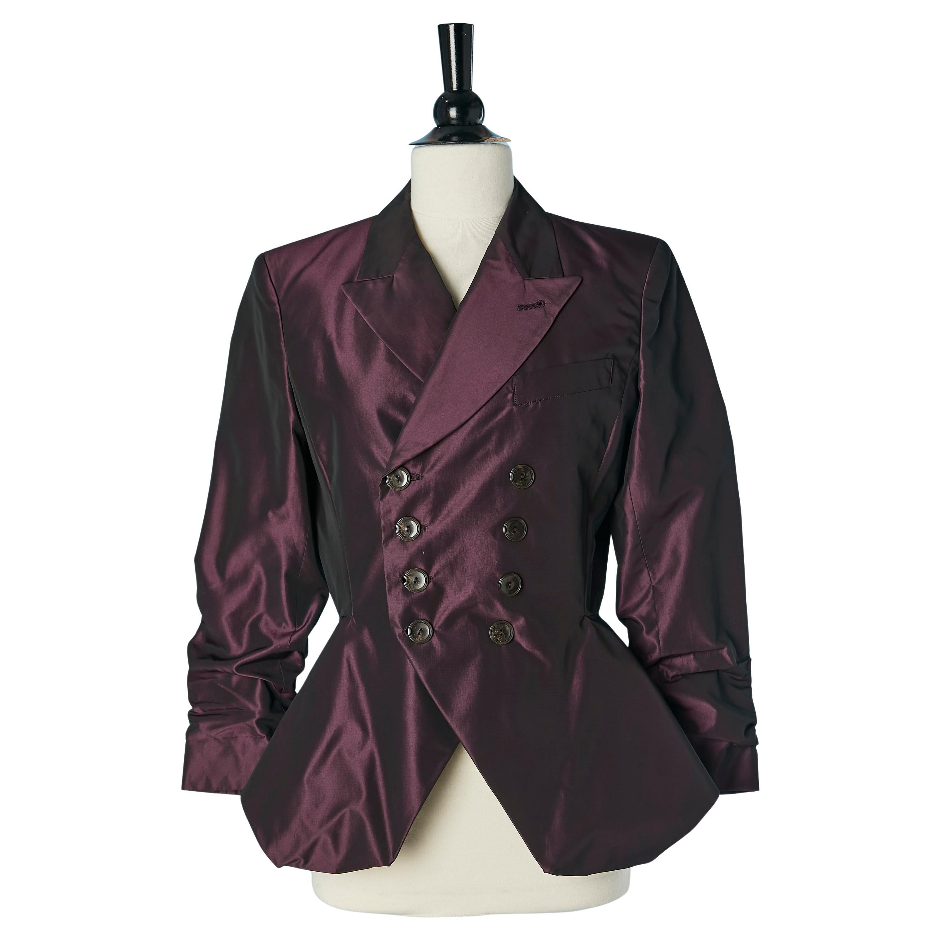 Giacca doppiopetto in taffetas viola Jean Paul Gaultier Classique in vendita