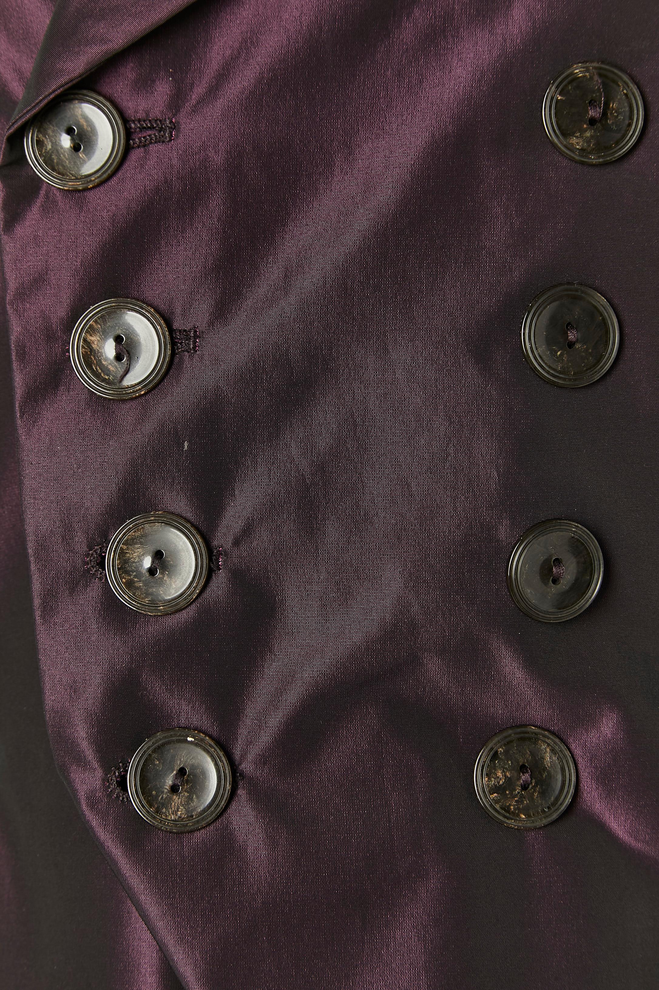 Nero Giacca doppiopetto in taffetas viola Jean Paul Gaultier Classique in vendita