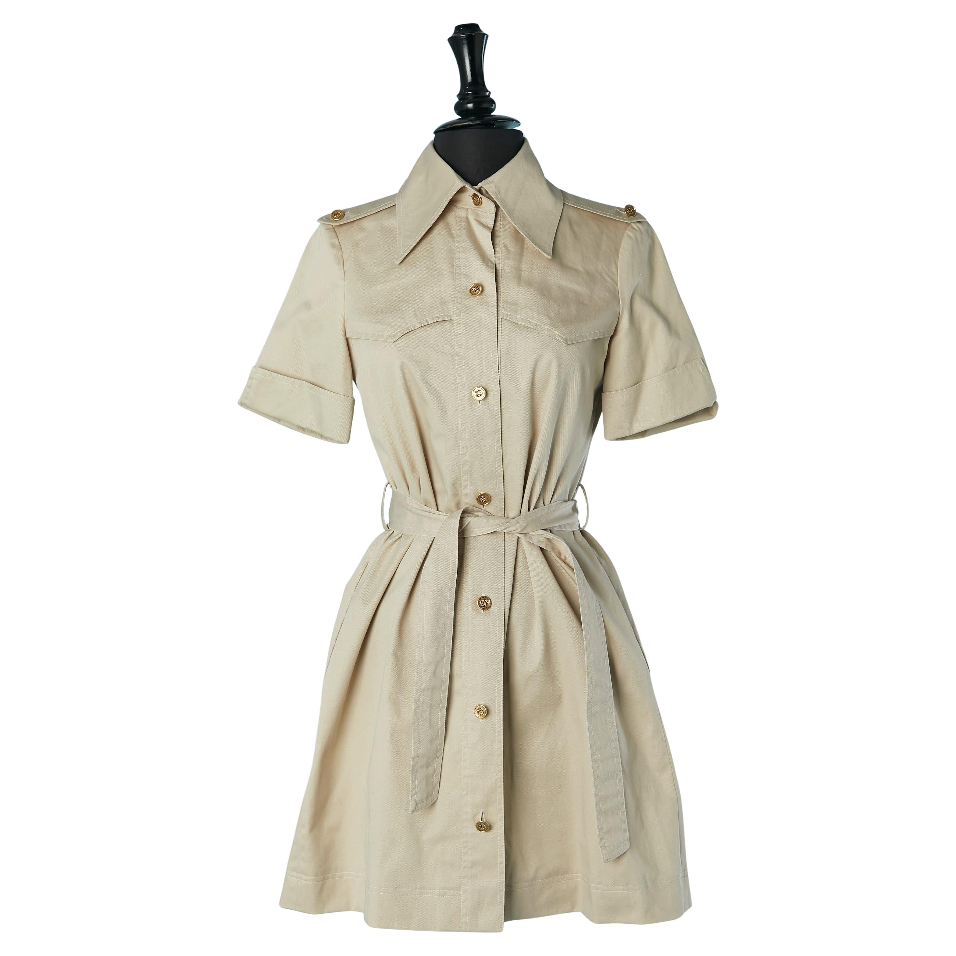 Robe de jour en coton beige Ted Lapidus