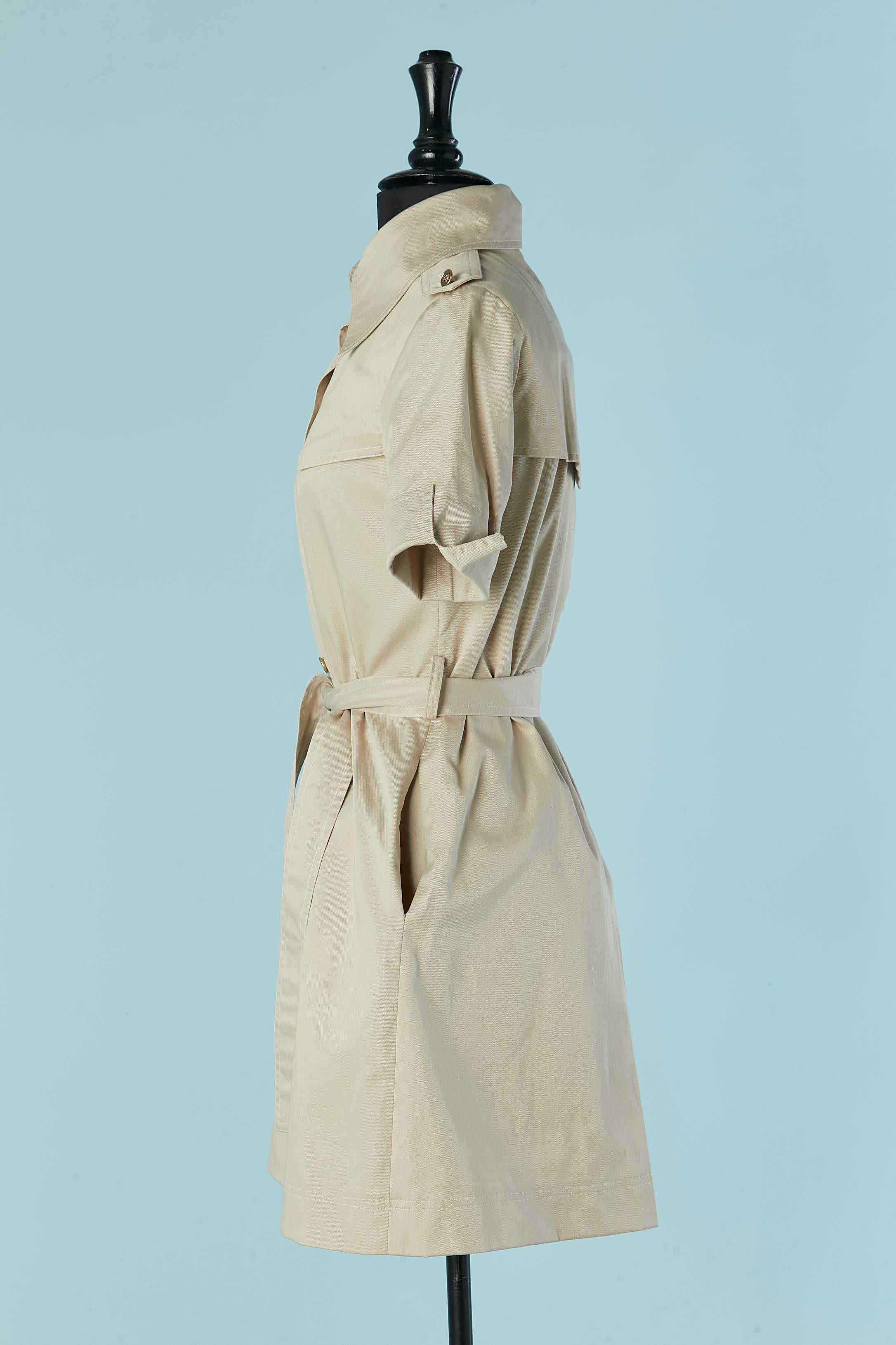 Robe de jour en coton beige Ted Lapidus en vente 1