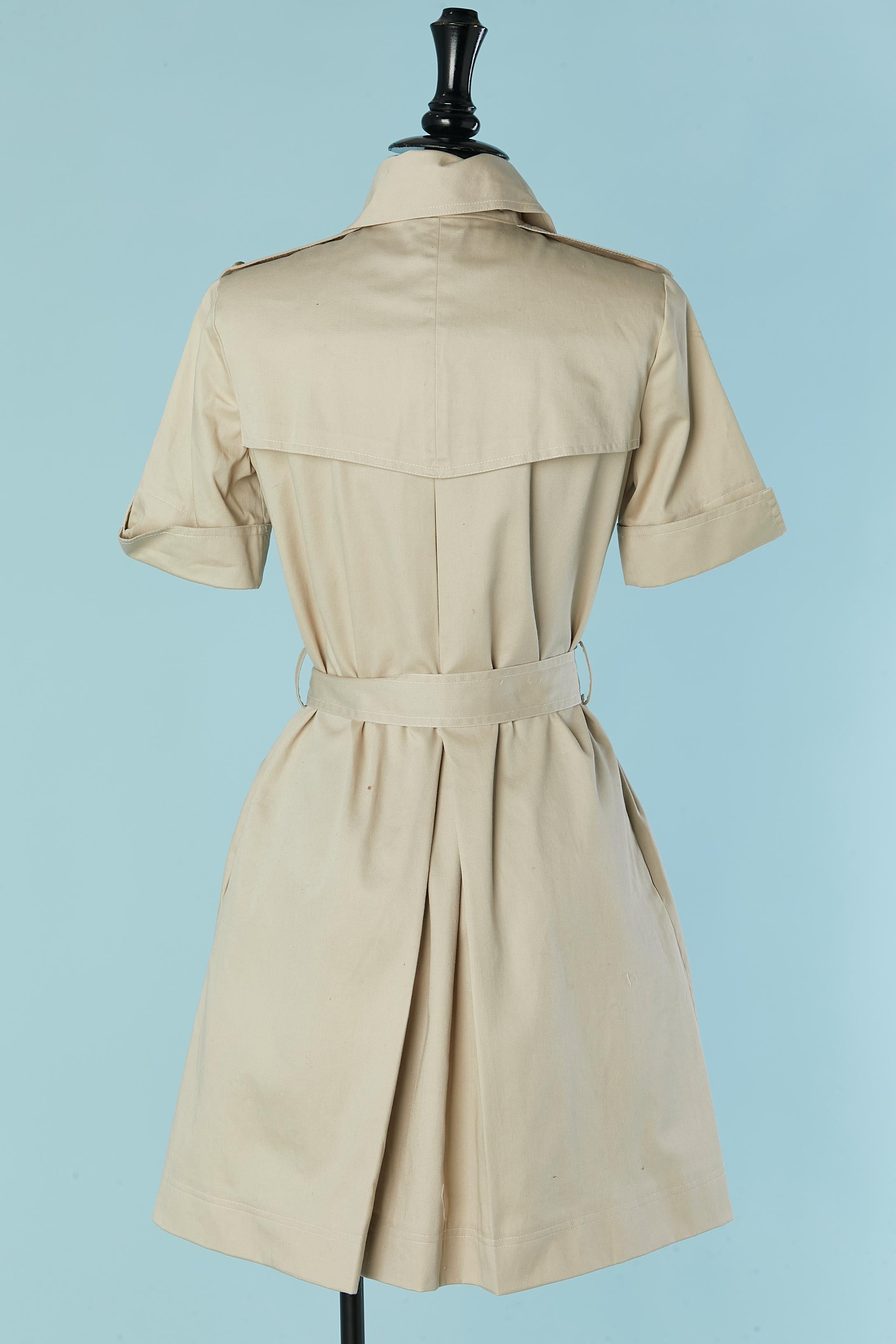 Robe de jour en coton beige Ted Lapidus en vente 2