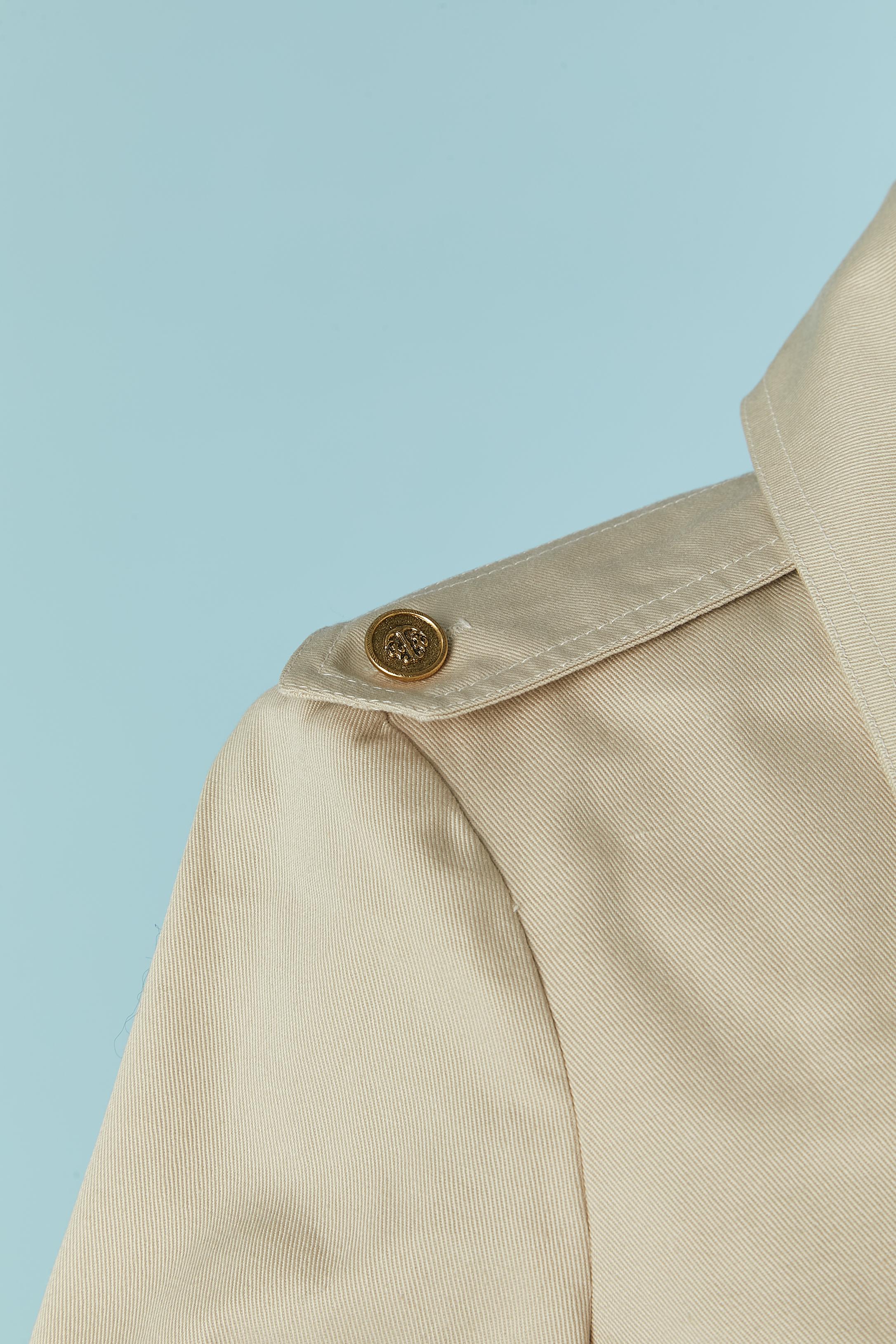 Robe de jour en coton beige Ted Lapidus Excellent état - En vente à Saint-Ouen-Sur-Seine, FR