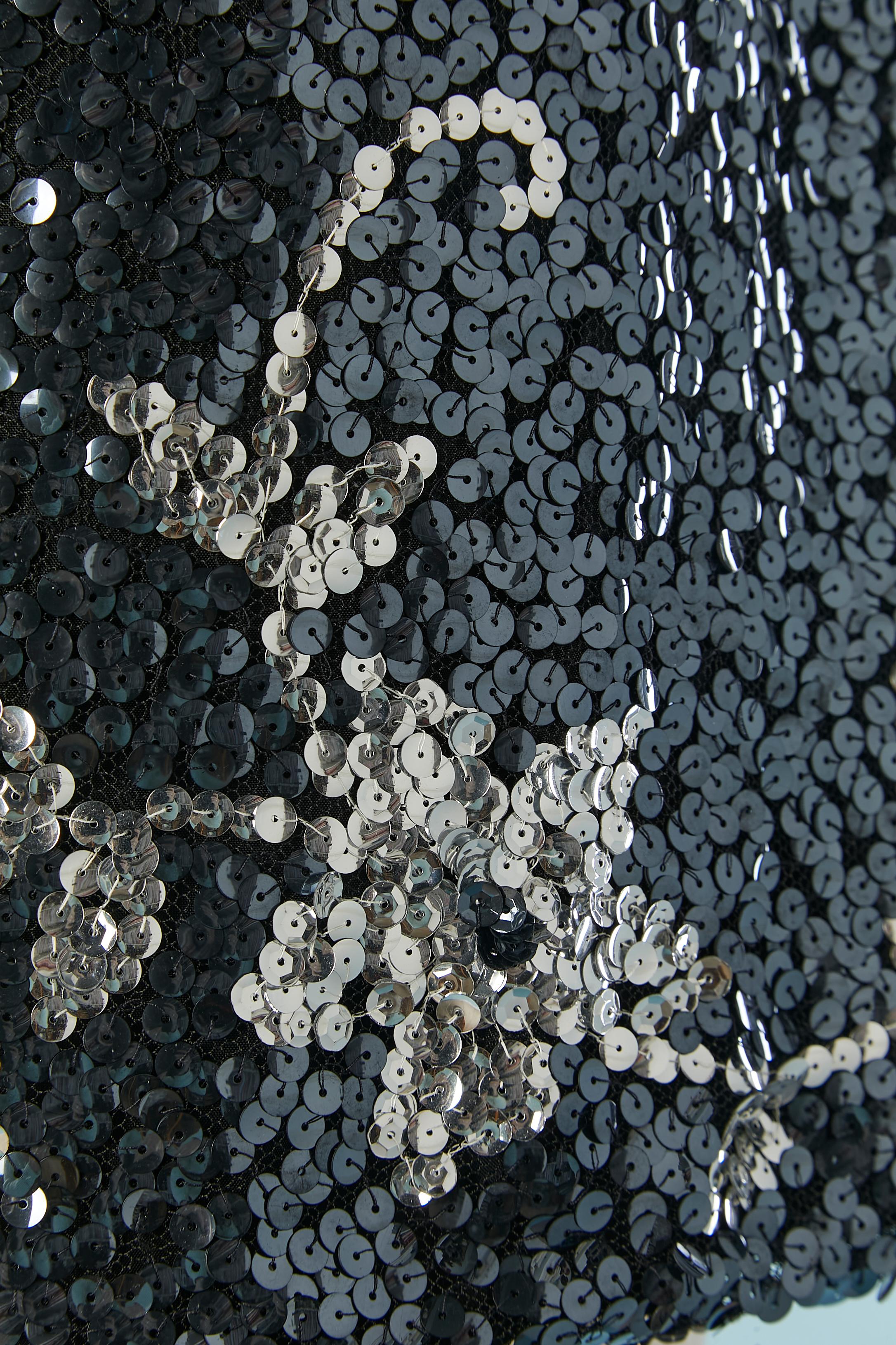 Tunica senza maniche con paillettes argento e nere Ted Lapidus Haute Couture in vendita 1